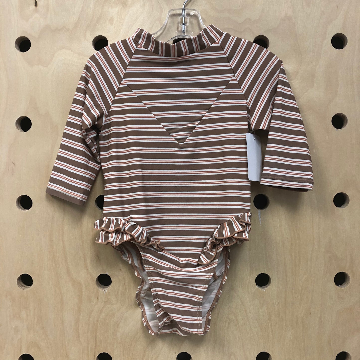 Brown Striped Swimsuit