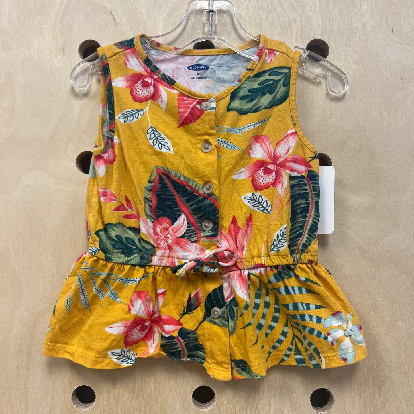Yellow Floral Tie Waist Tank