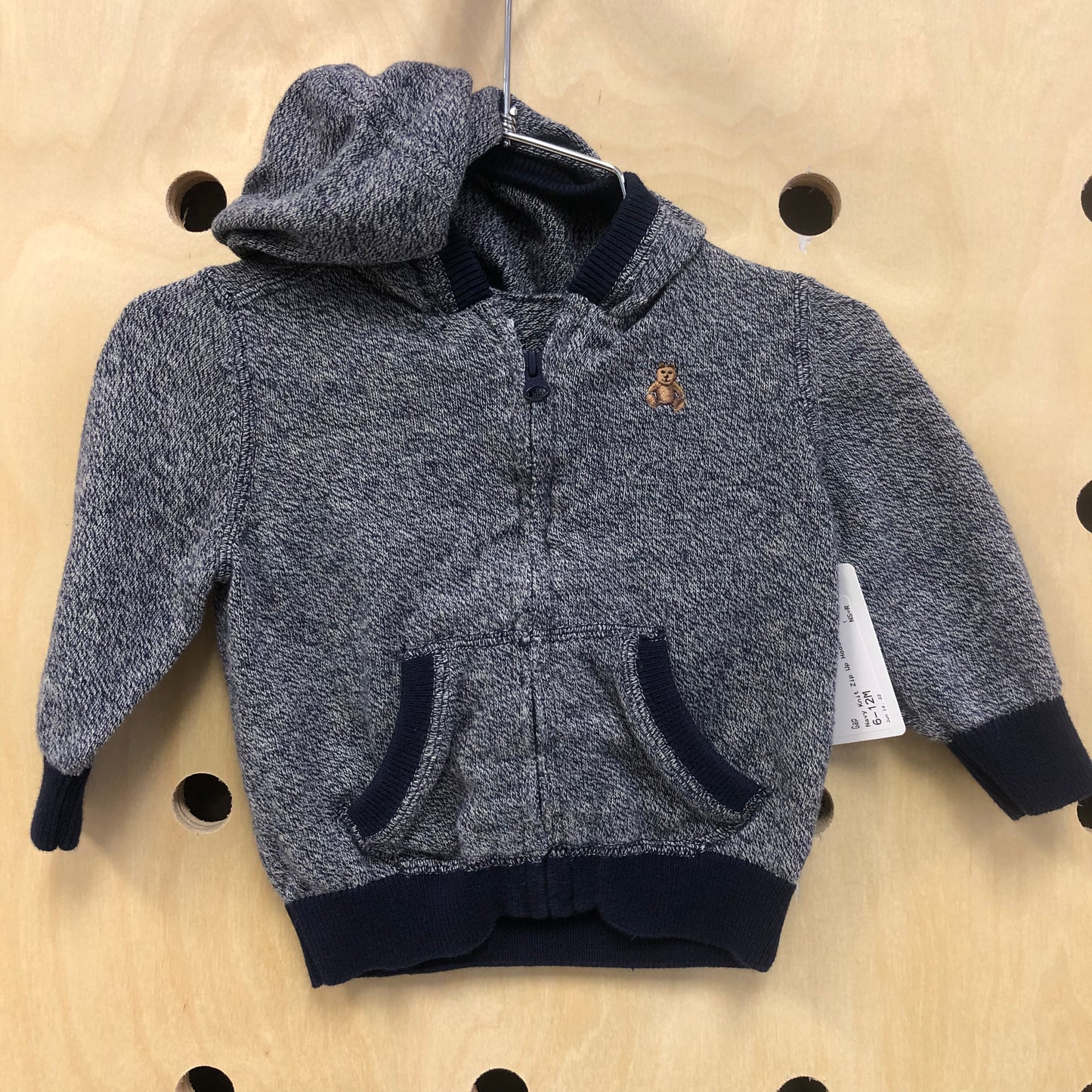 Navy Knit Zip Up Hoodie