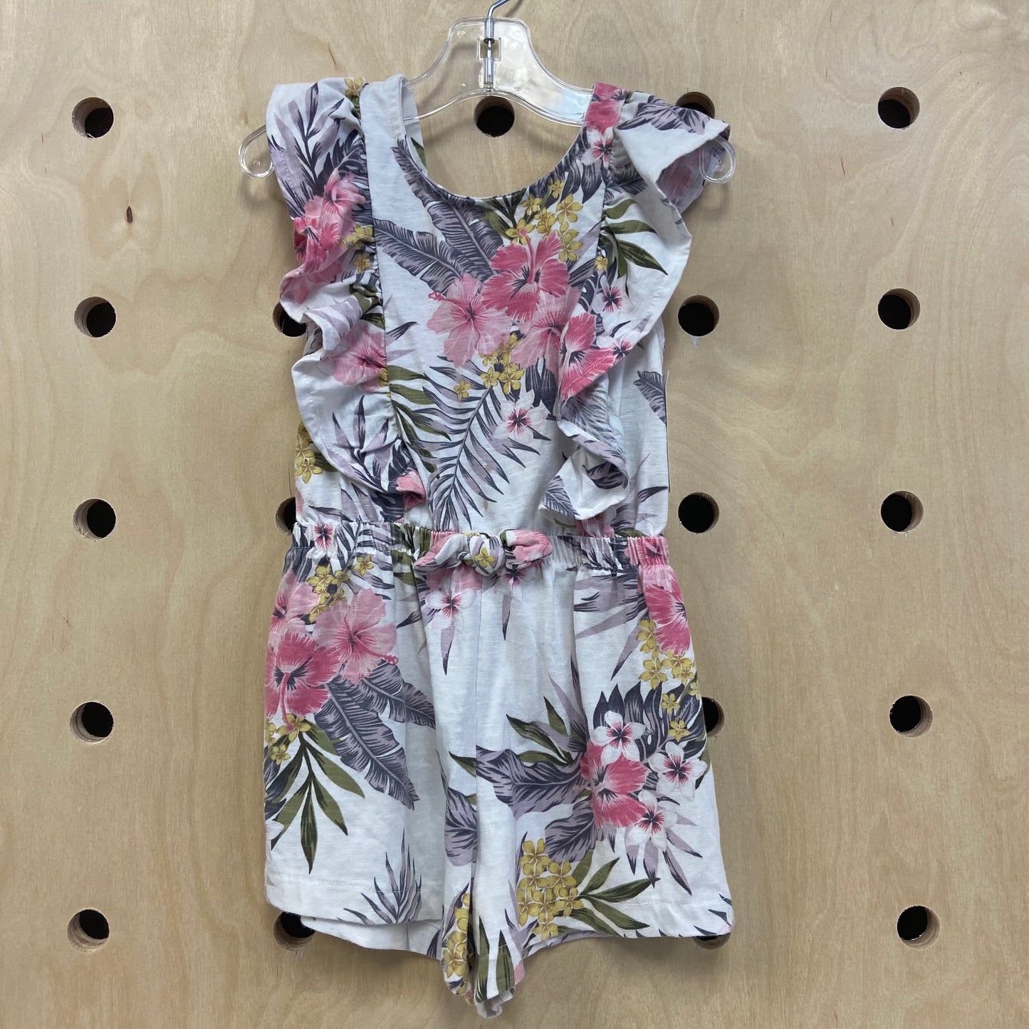 White Floral Rufflew Romper