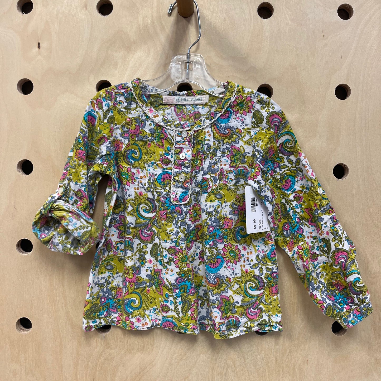Lime Floral Long Sleeve Blouse
