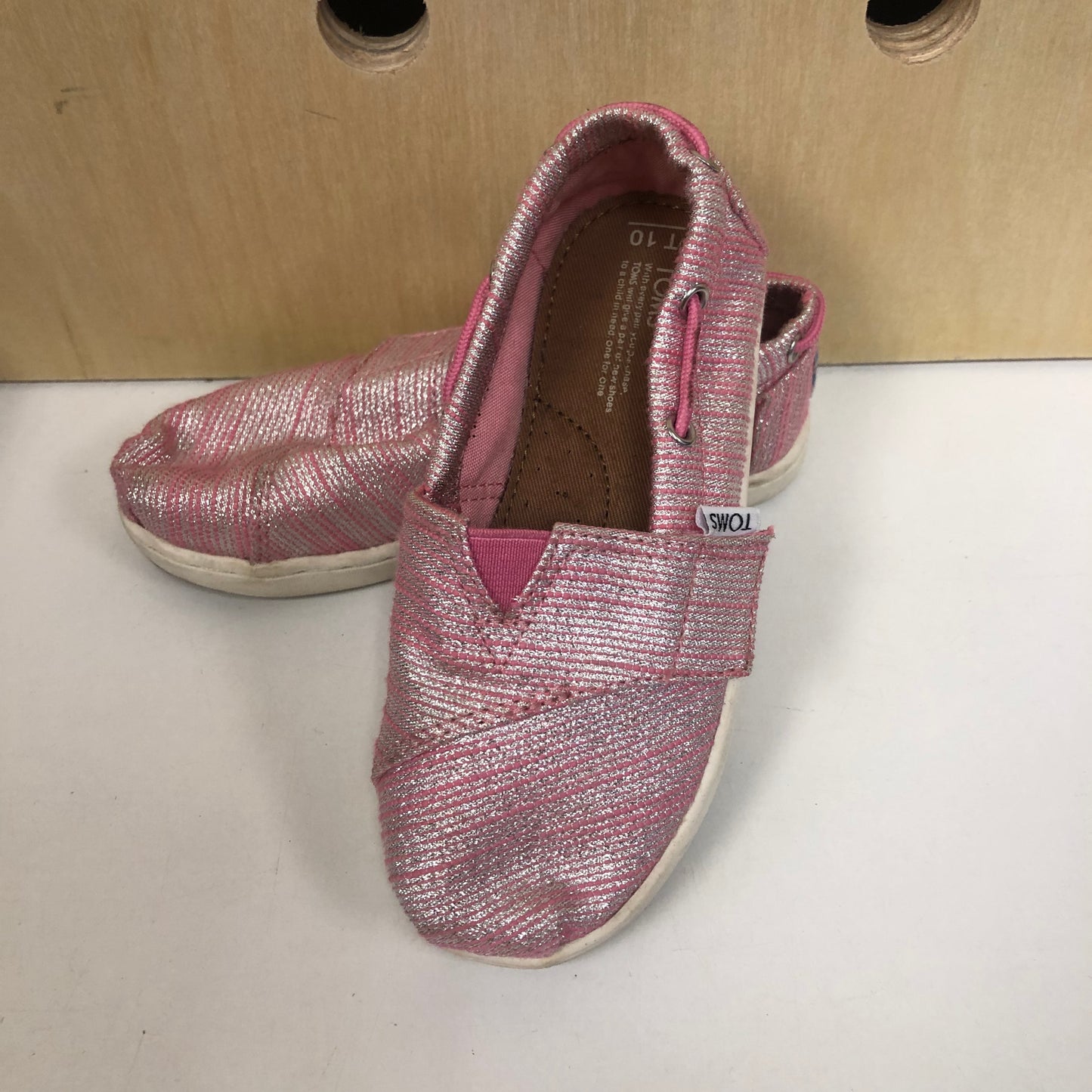 Pink + Silver Canvas Slip Ons