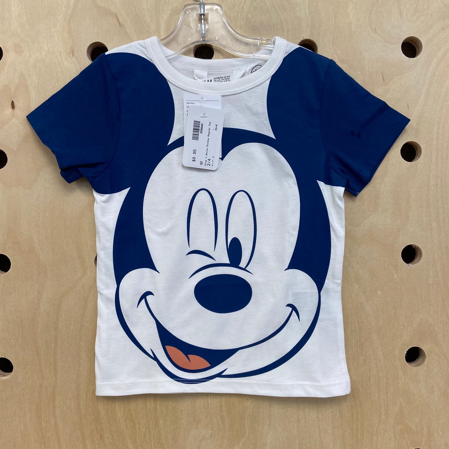 Blue + White Mickey Raglan Tee