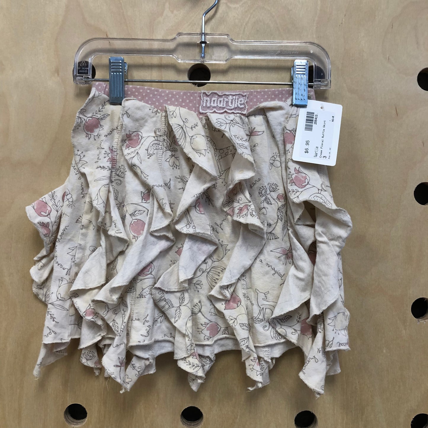Cream Floral Ruffle Skirt