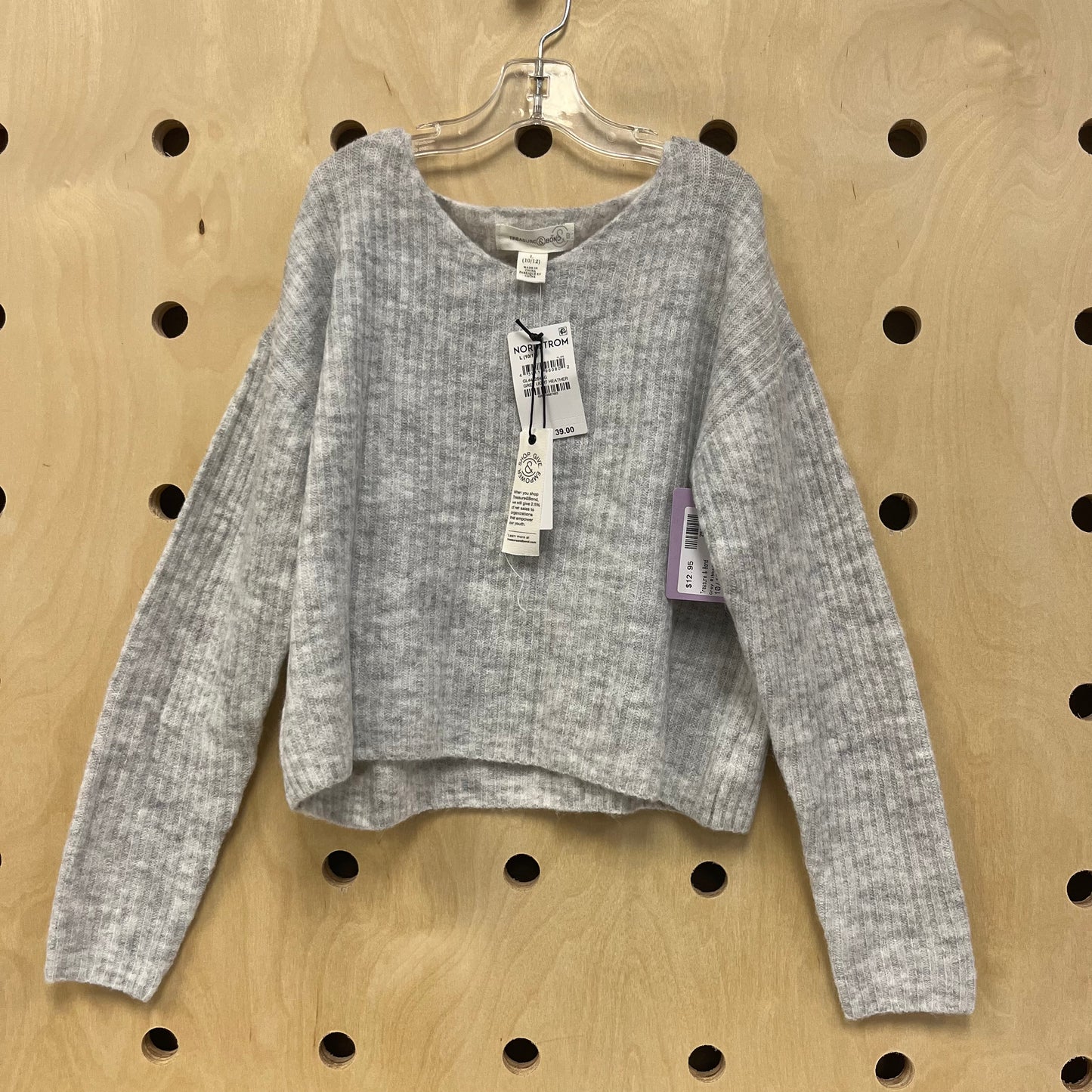 Grey Ribbed Crop Sweater NEW!