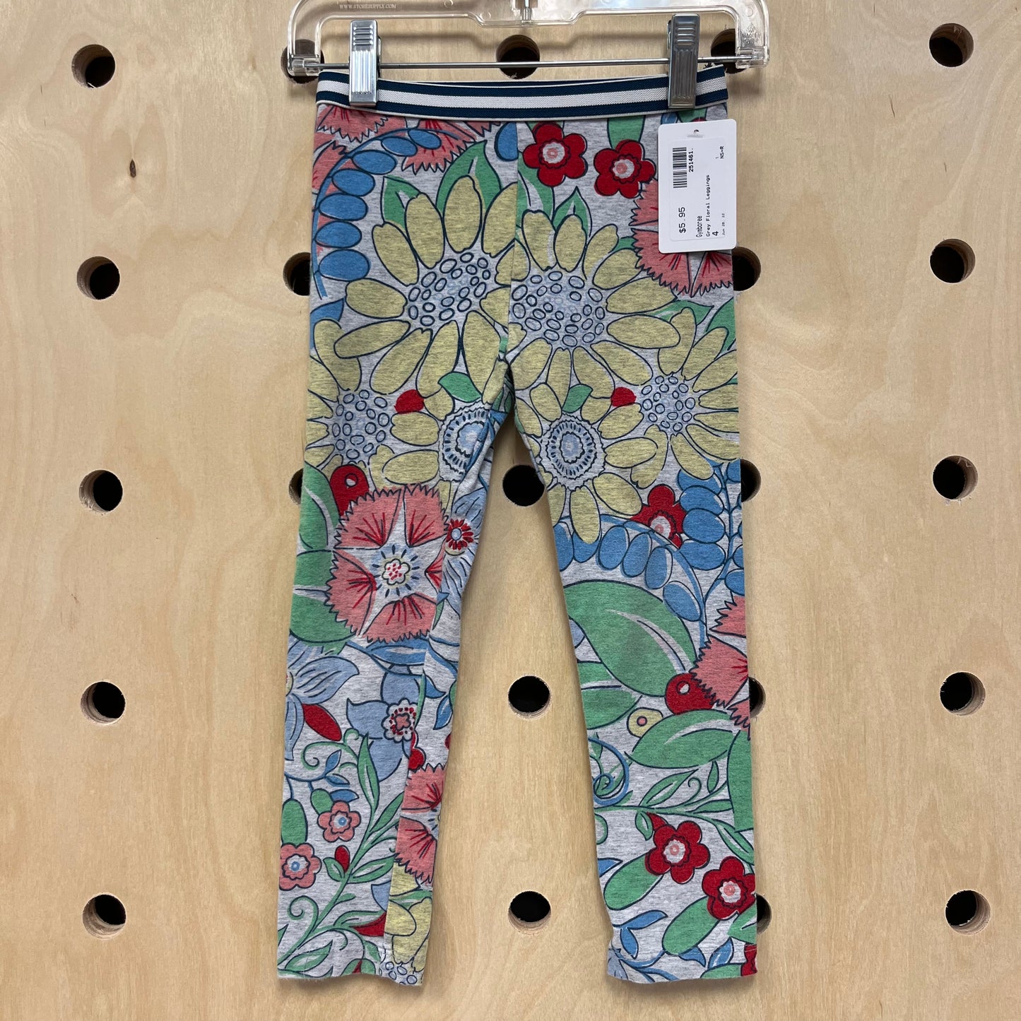 Grey Floral Leggings