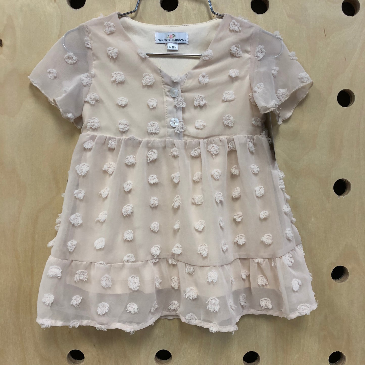 Peach Chiffon Textured Dress
