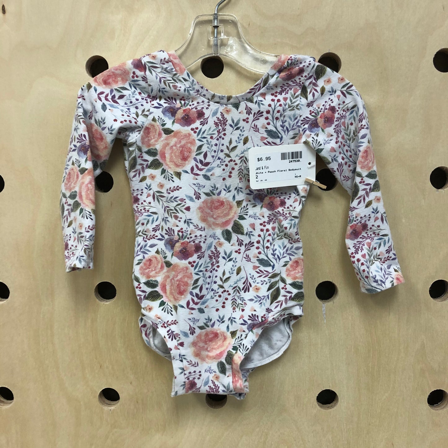 White + Peach Floral Bodysuit