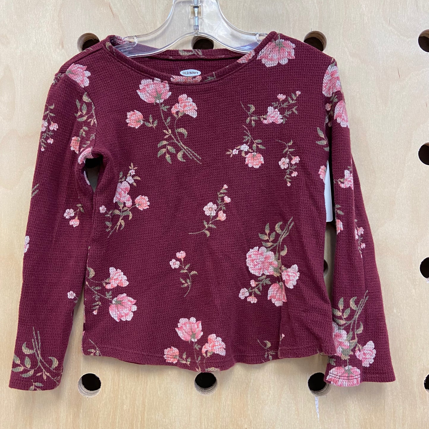 Maroon Waffle Knit LS Top