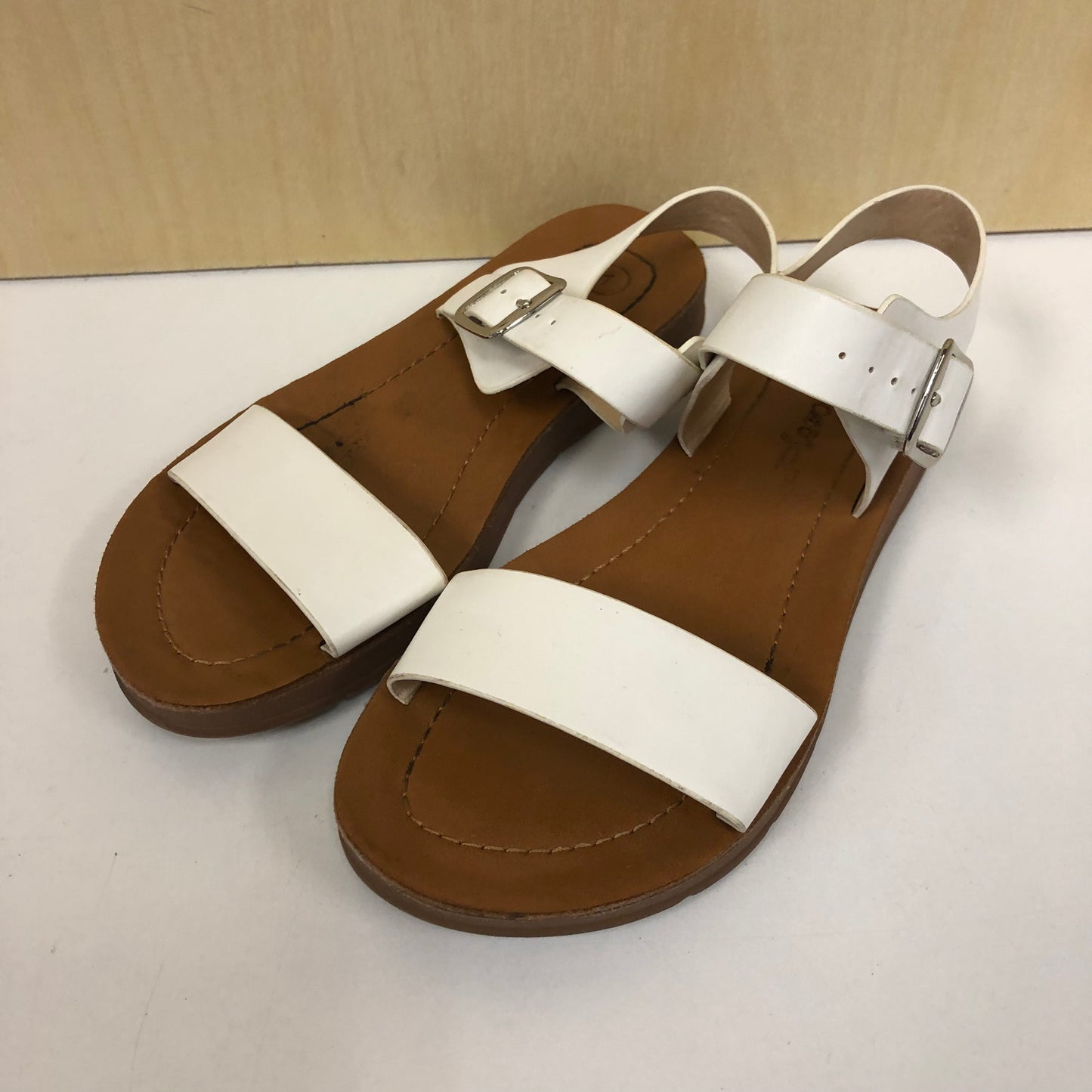 White Wide Strap Sandals