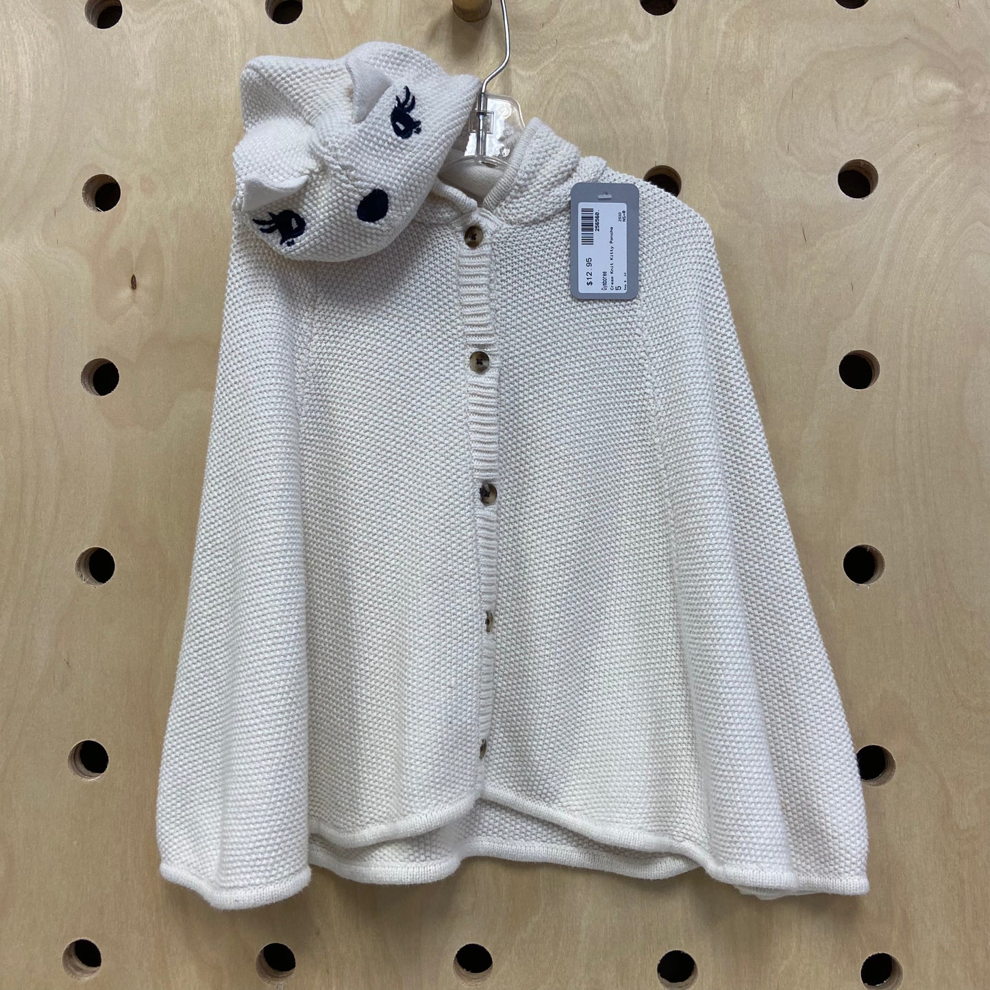 Cream Knit Kitty Poncho