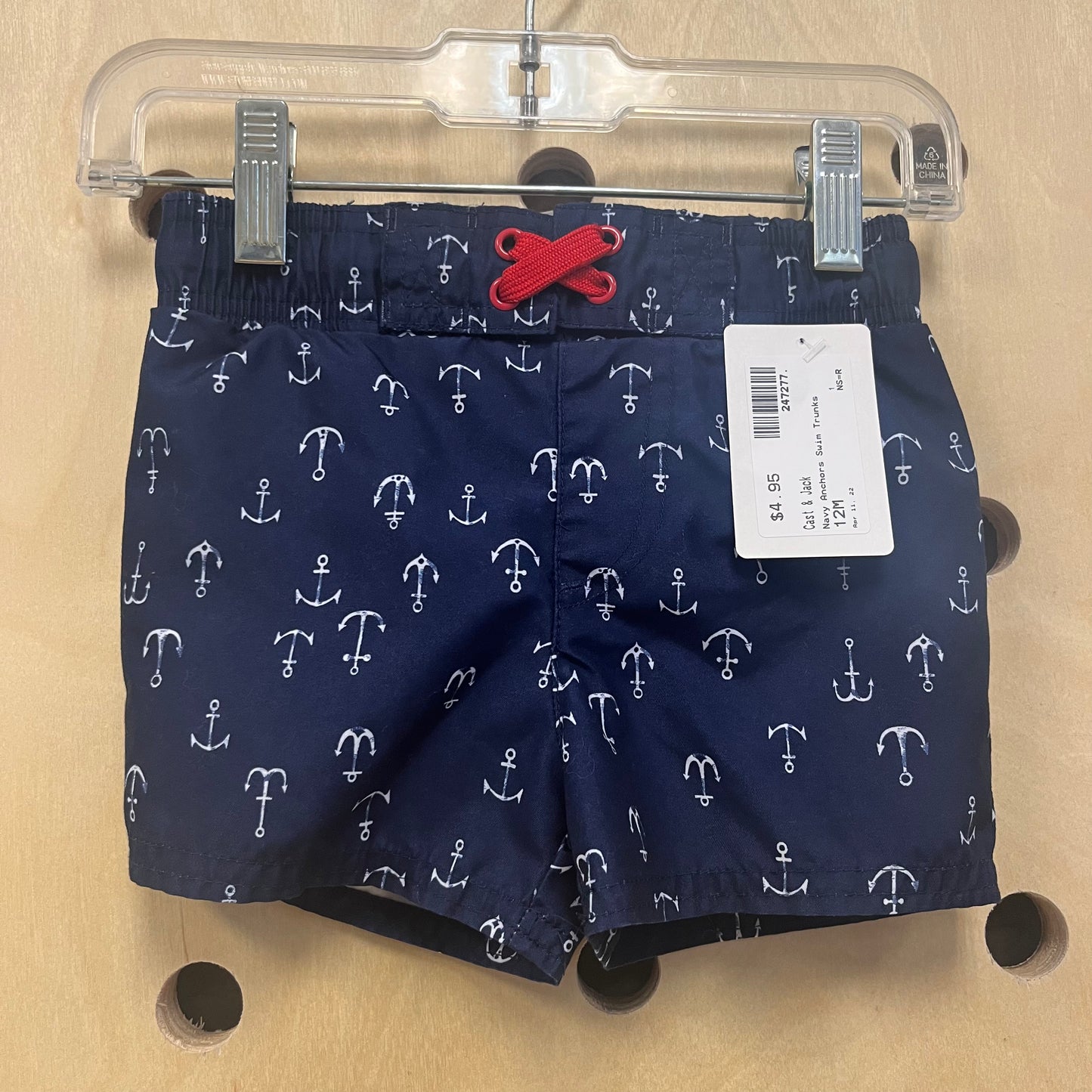 Navy Anchors Swim Trunks