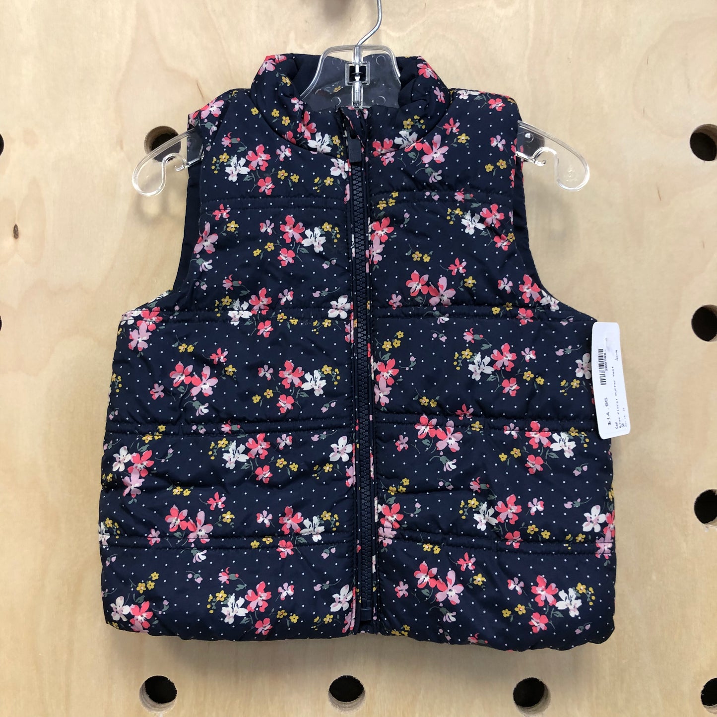 Blue Floral Puffer Vest