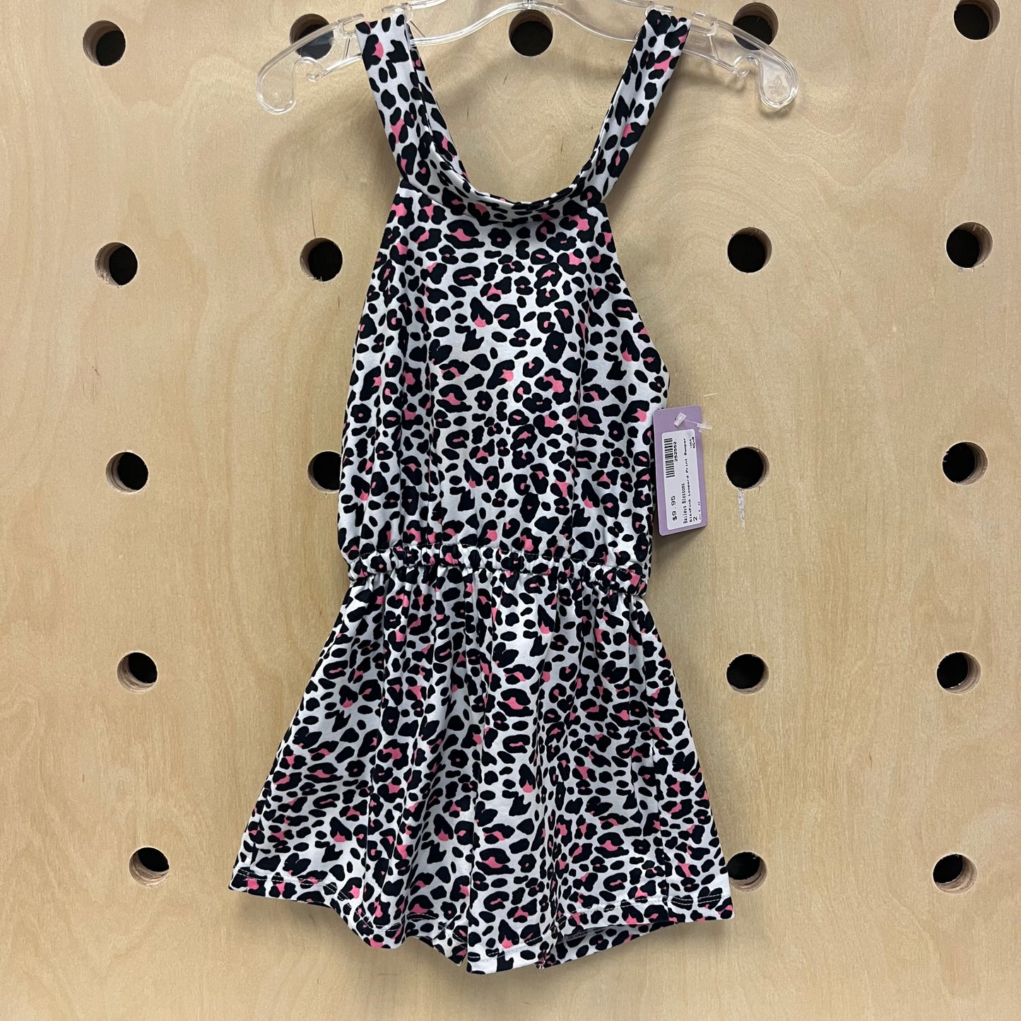 Black+Pink Leopard Romper