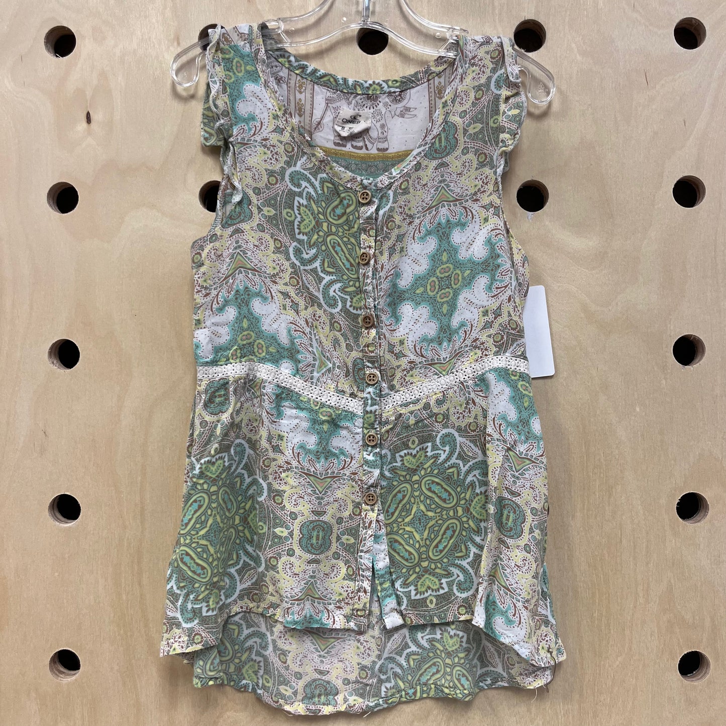 Green Mandala Button HiLo Tank