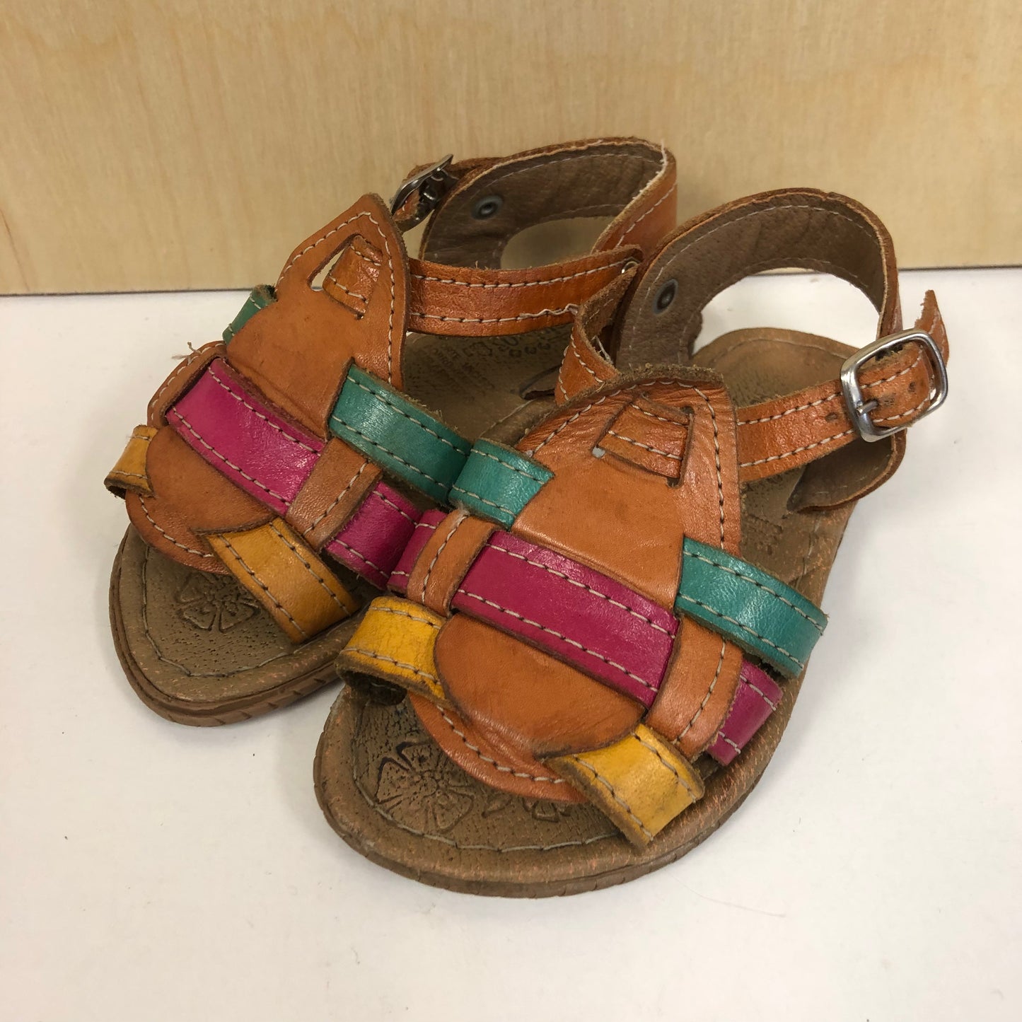 Brown Colorful Leather Sandals