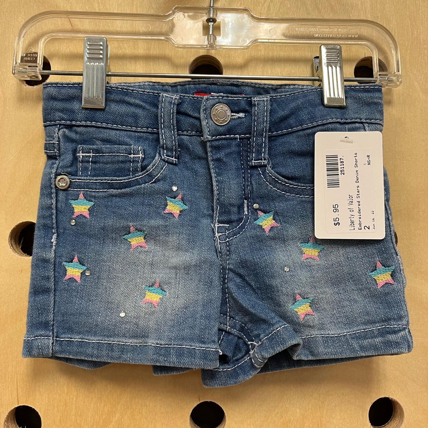 Embroidered Stars Denim Shorts