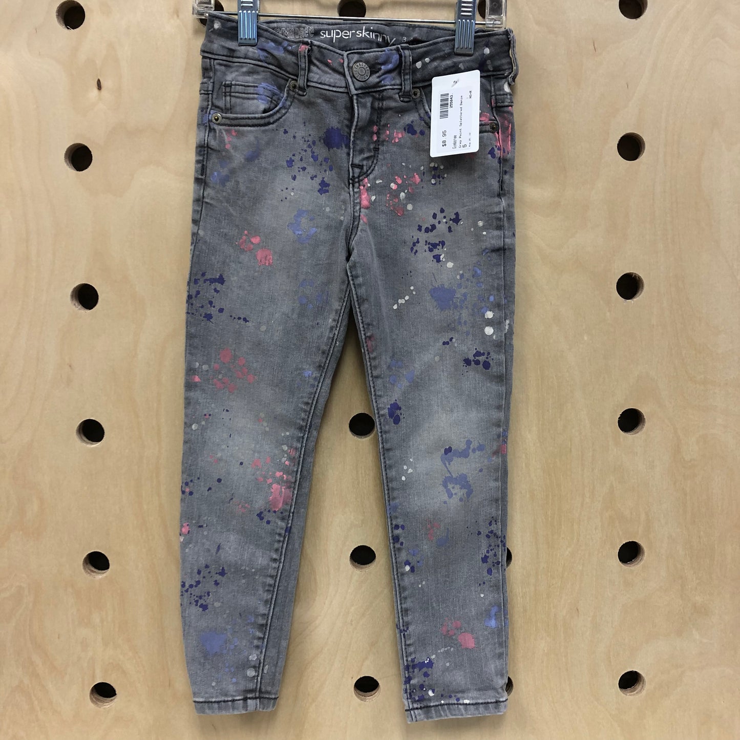 Grey Paint Splattered Denim