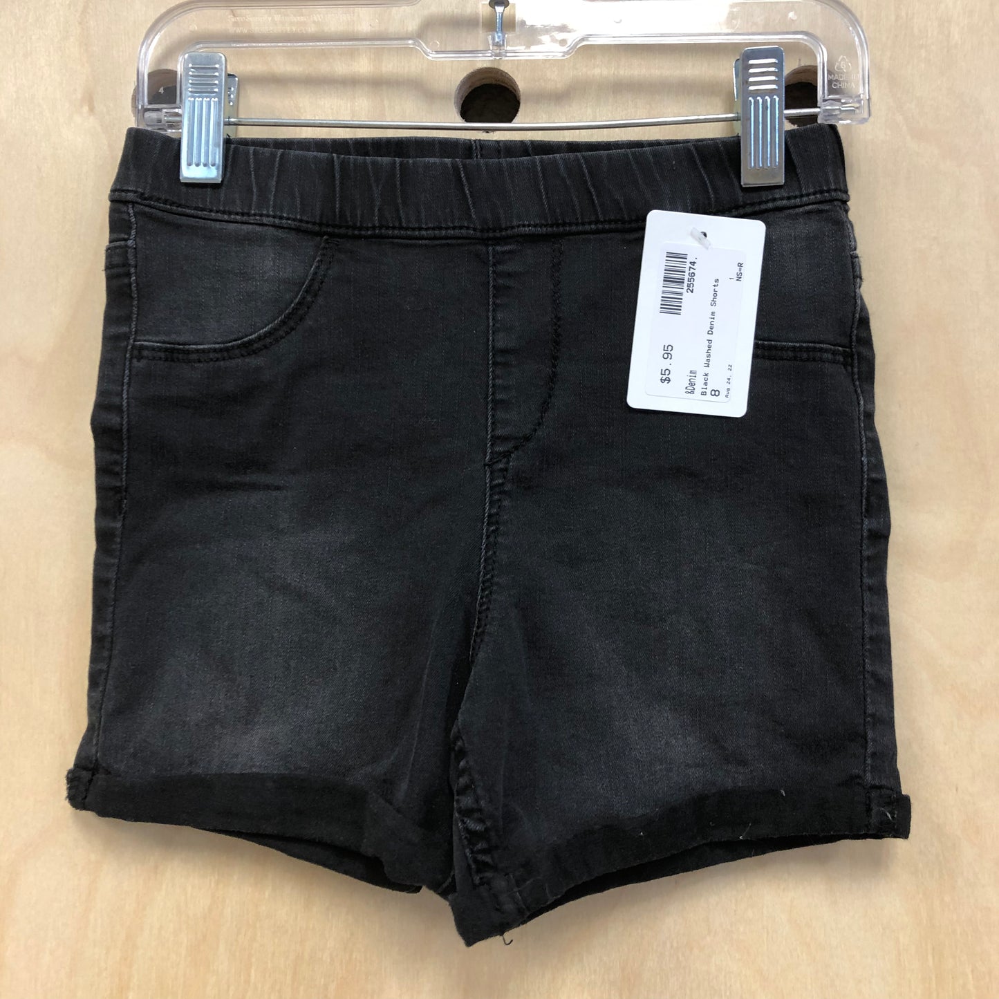 Black Washed Denim Shorts