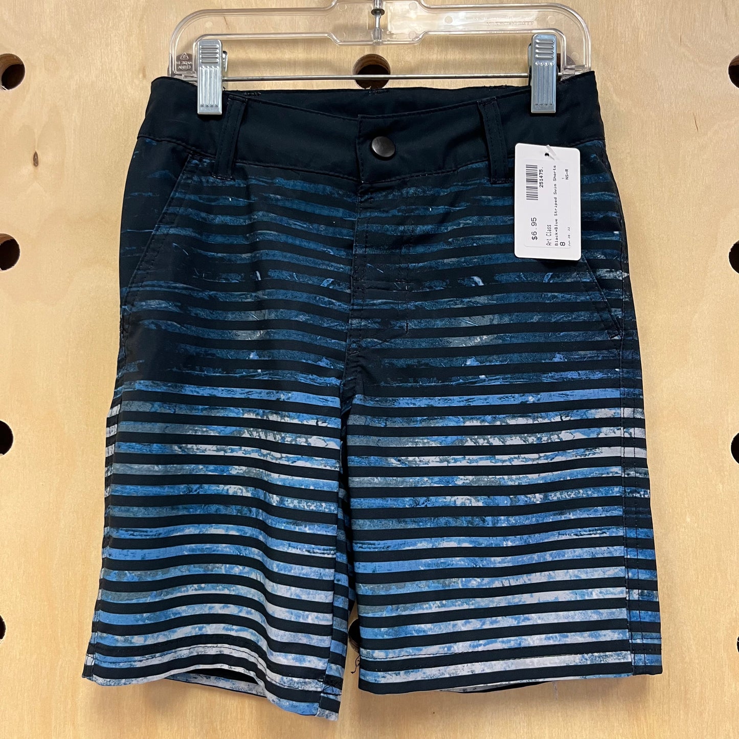 Black+Blue Striped Swim Shorts