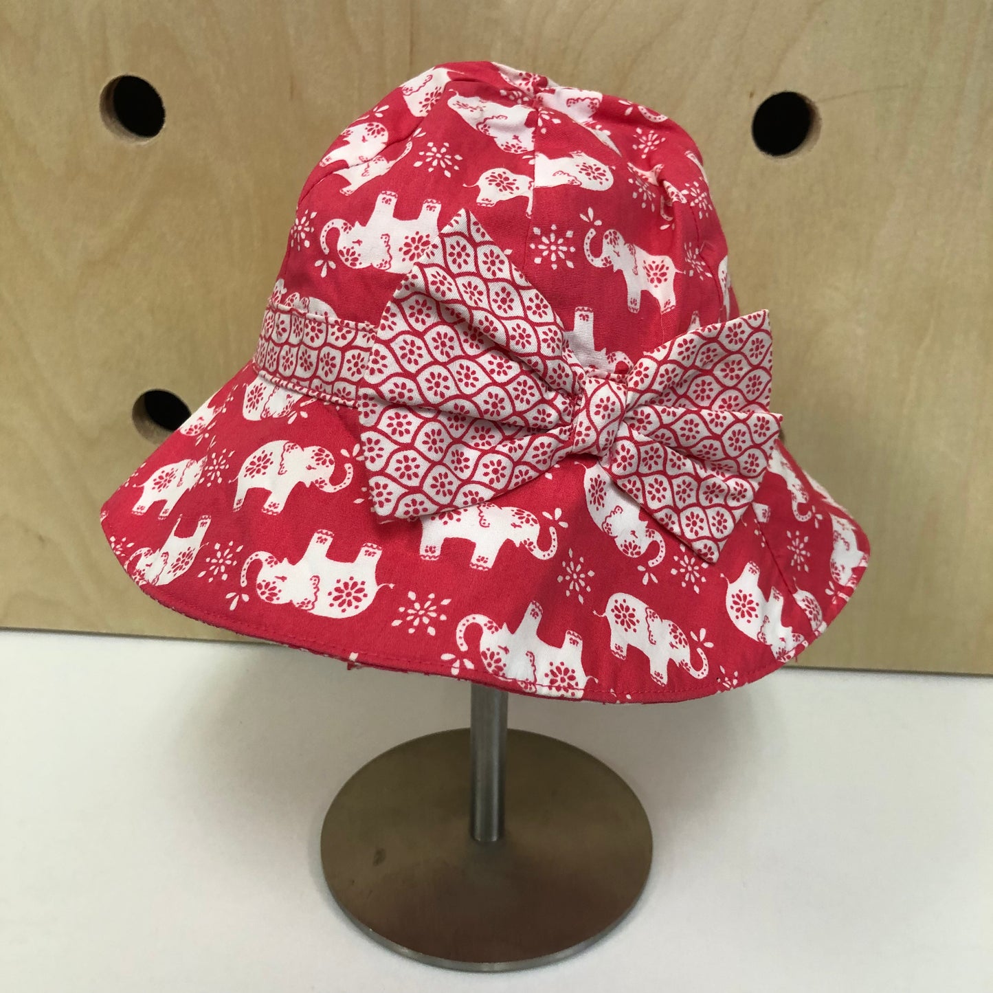 Pink Elephants + Bow Sun Hat