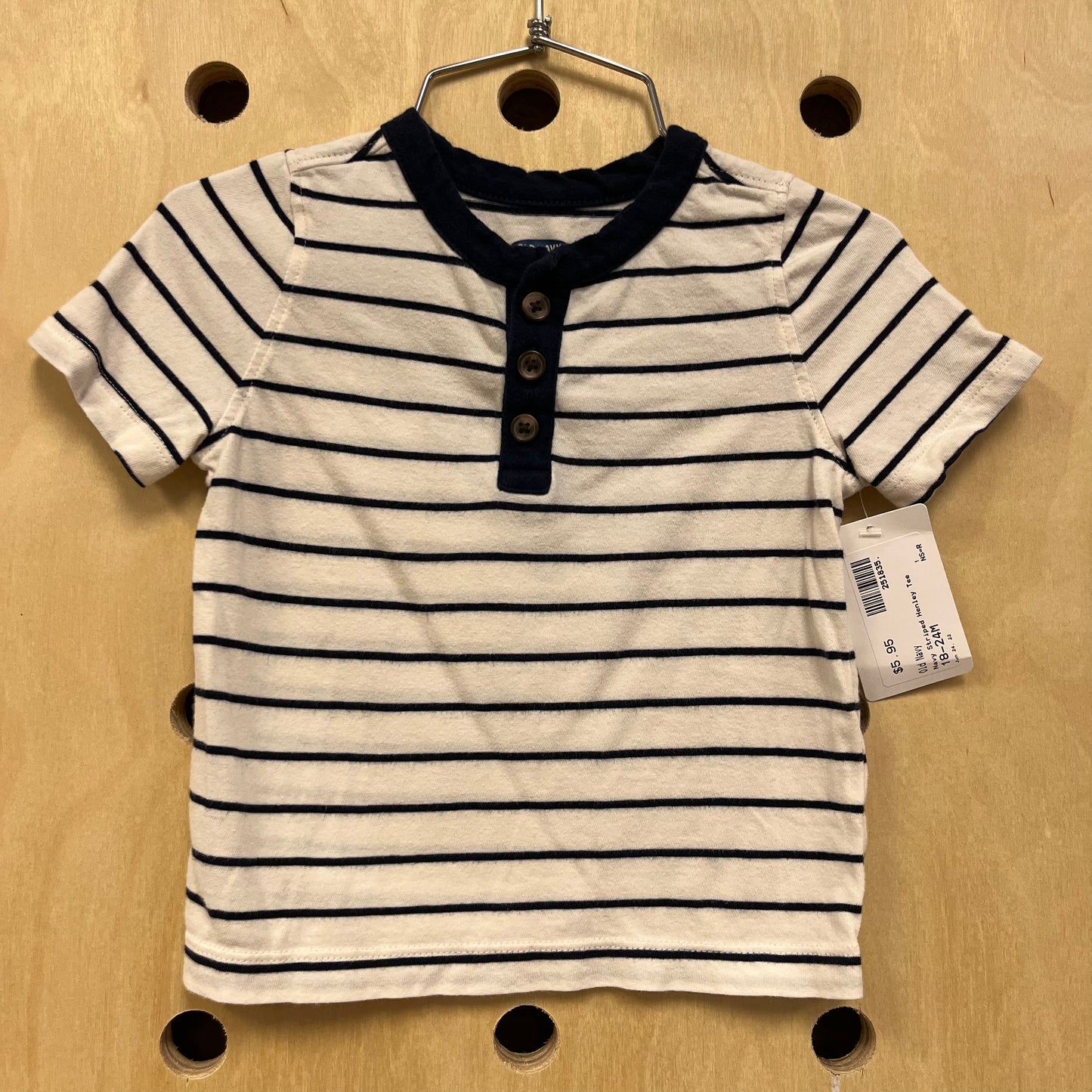 Navy Striped Henley Tee