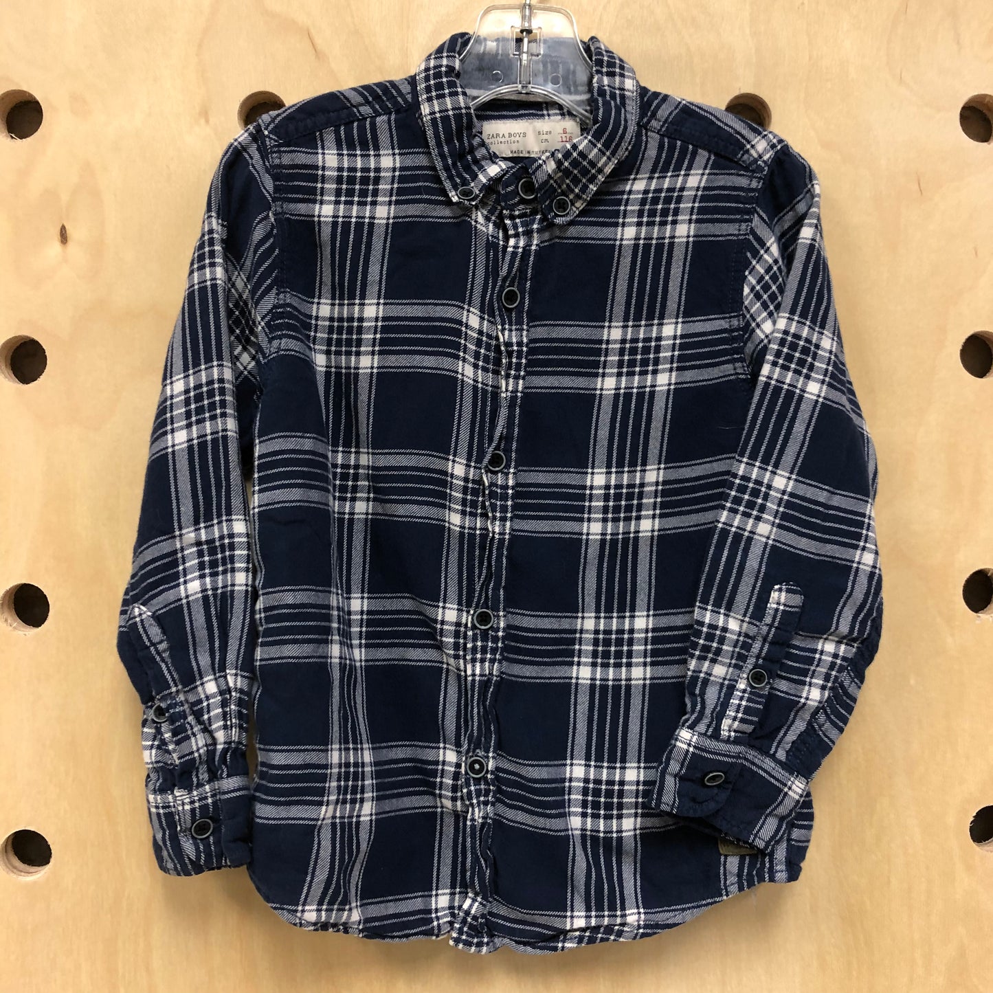 Navy Plaid Button Up