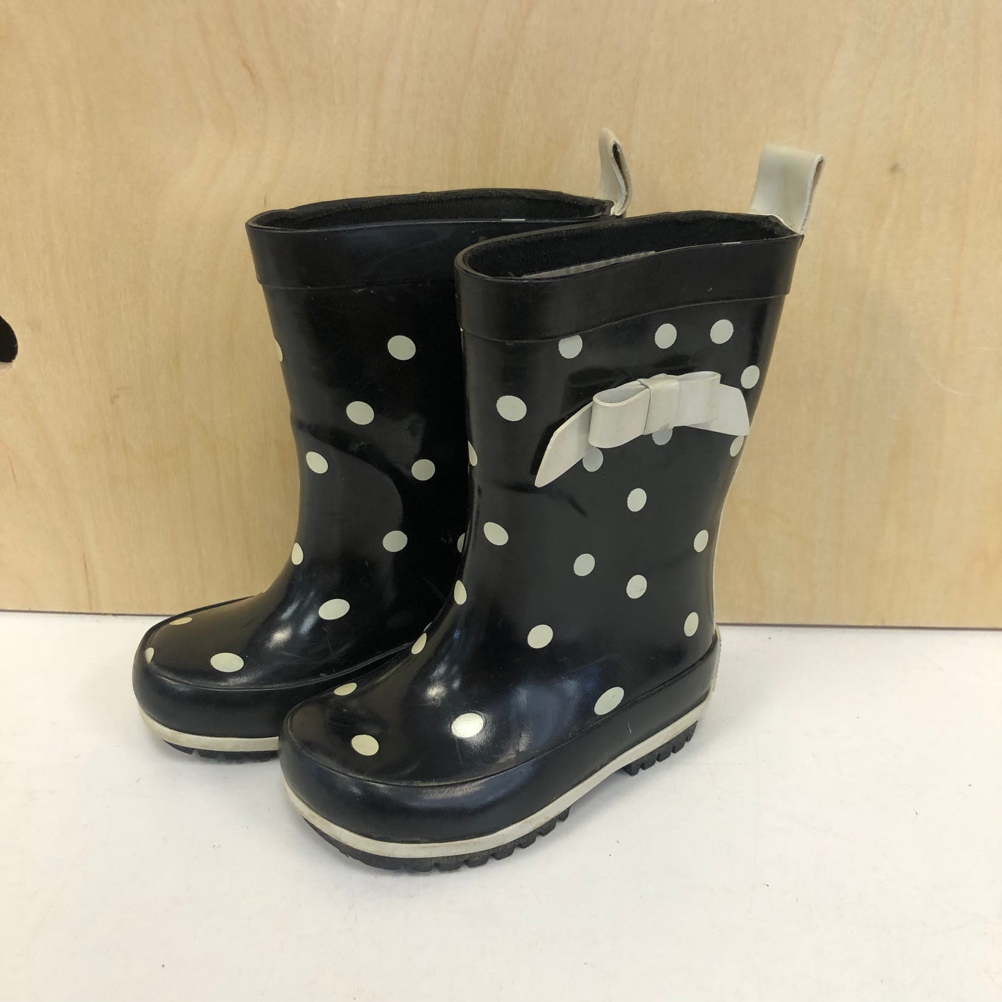 Black + White Polka Rain Boots