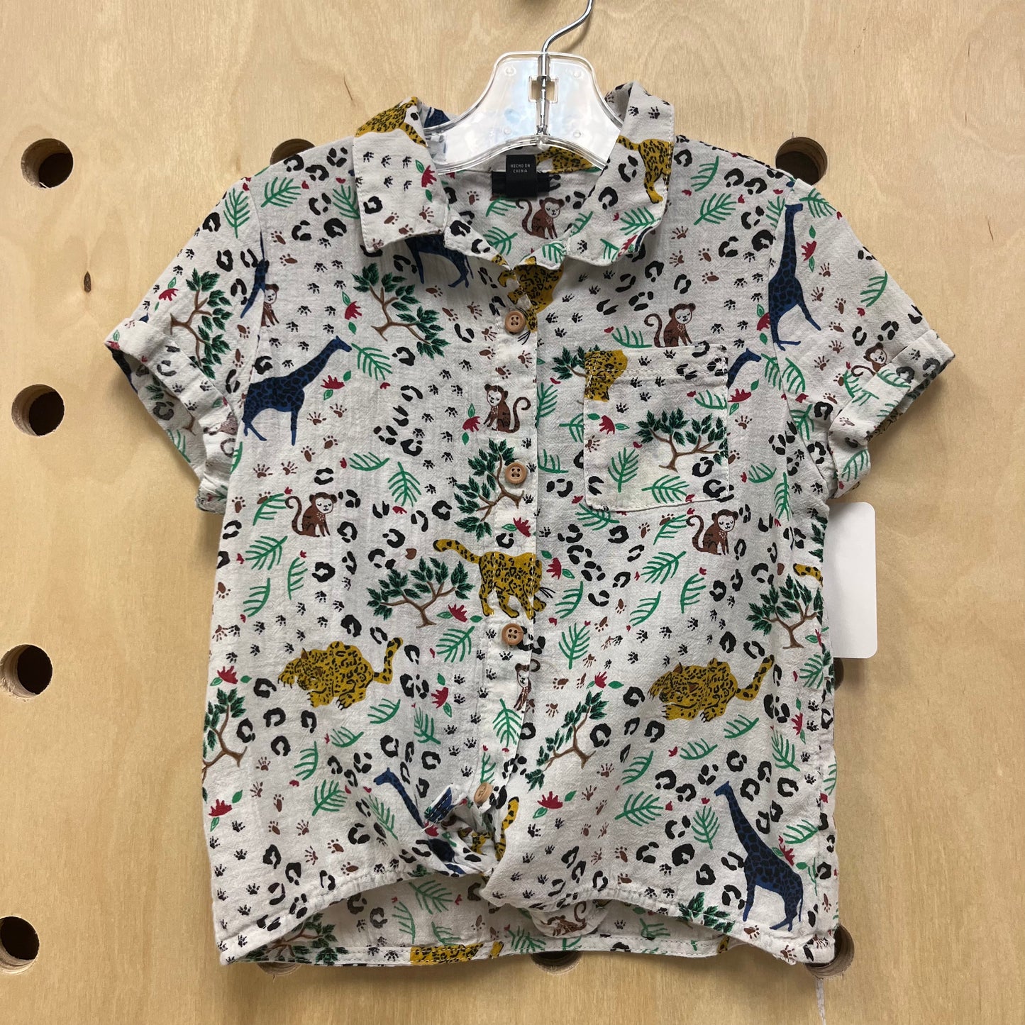Jungle Print Button Tie Top