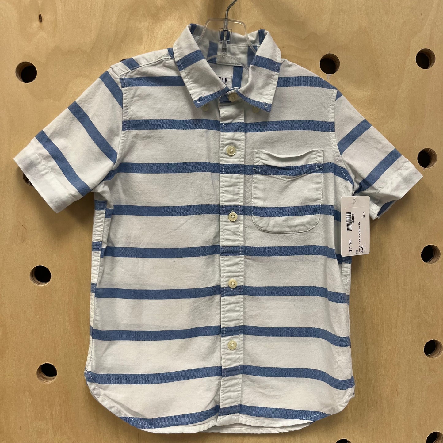 White + Blue Button Up