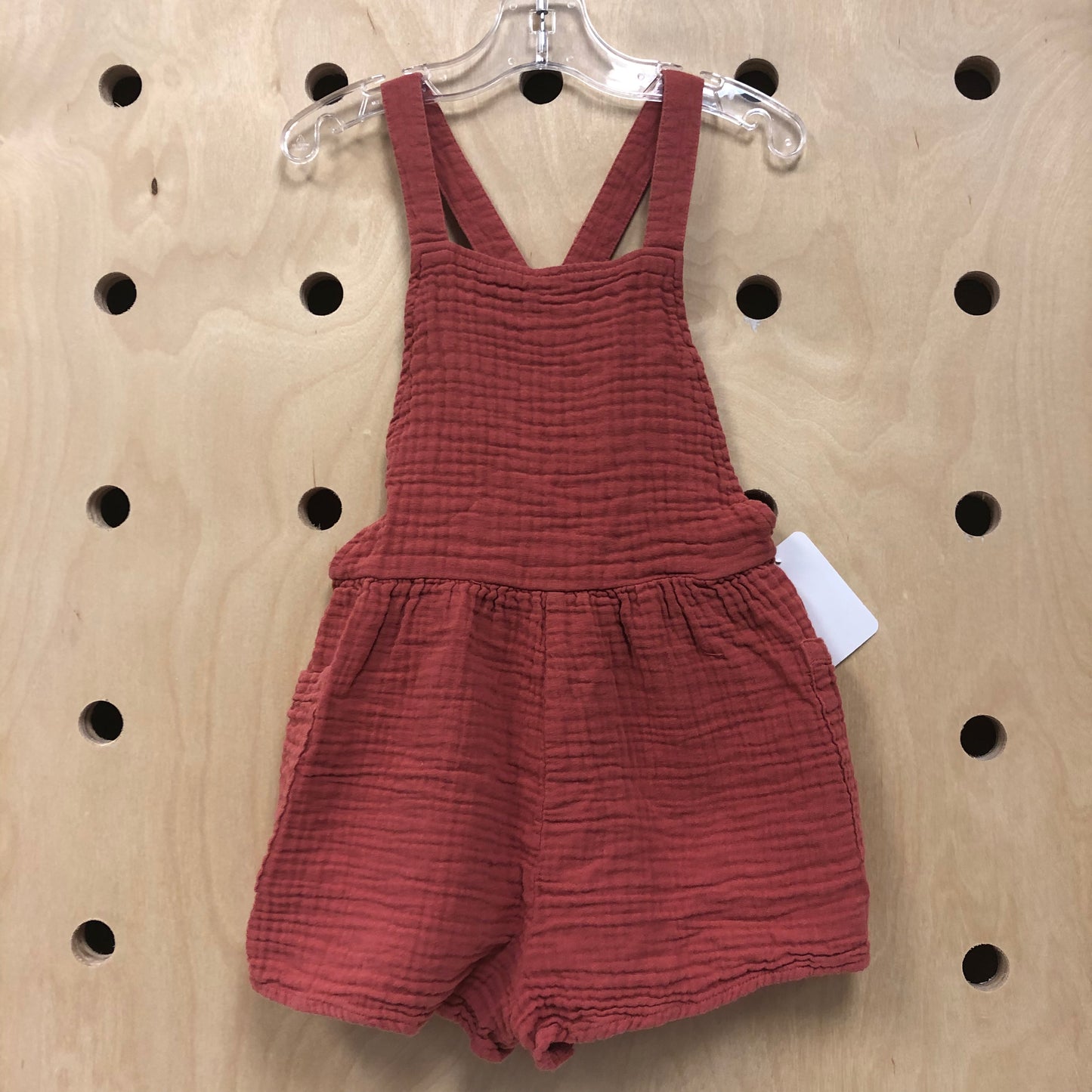 Burnt Orange Gauze Pinafore Romper