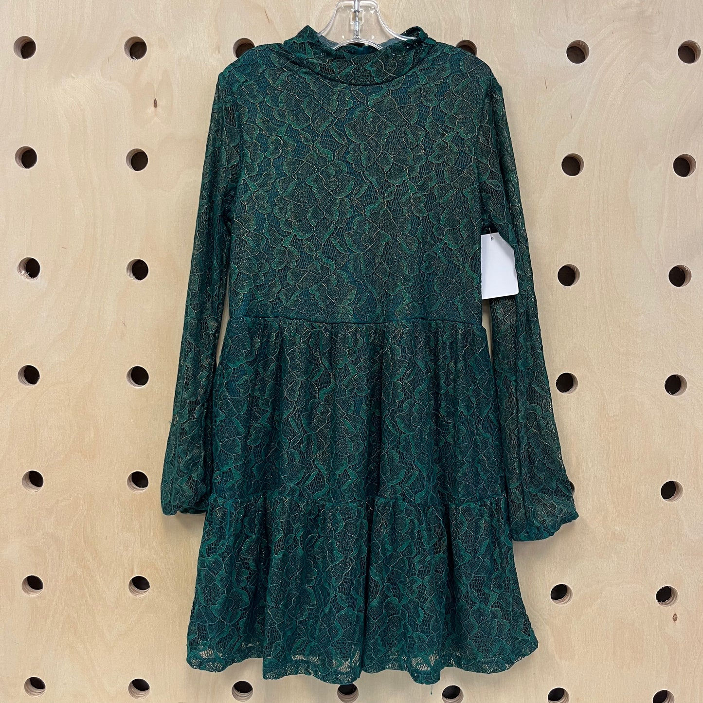 Green + Gold Lace Dress