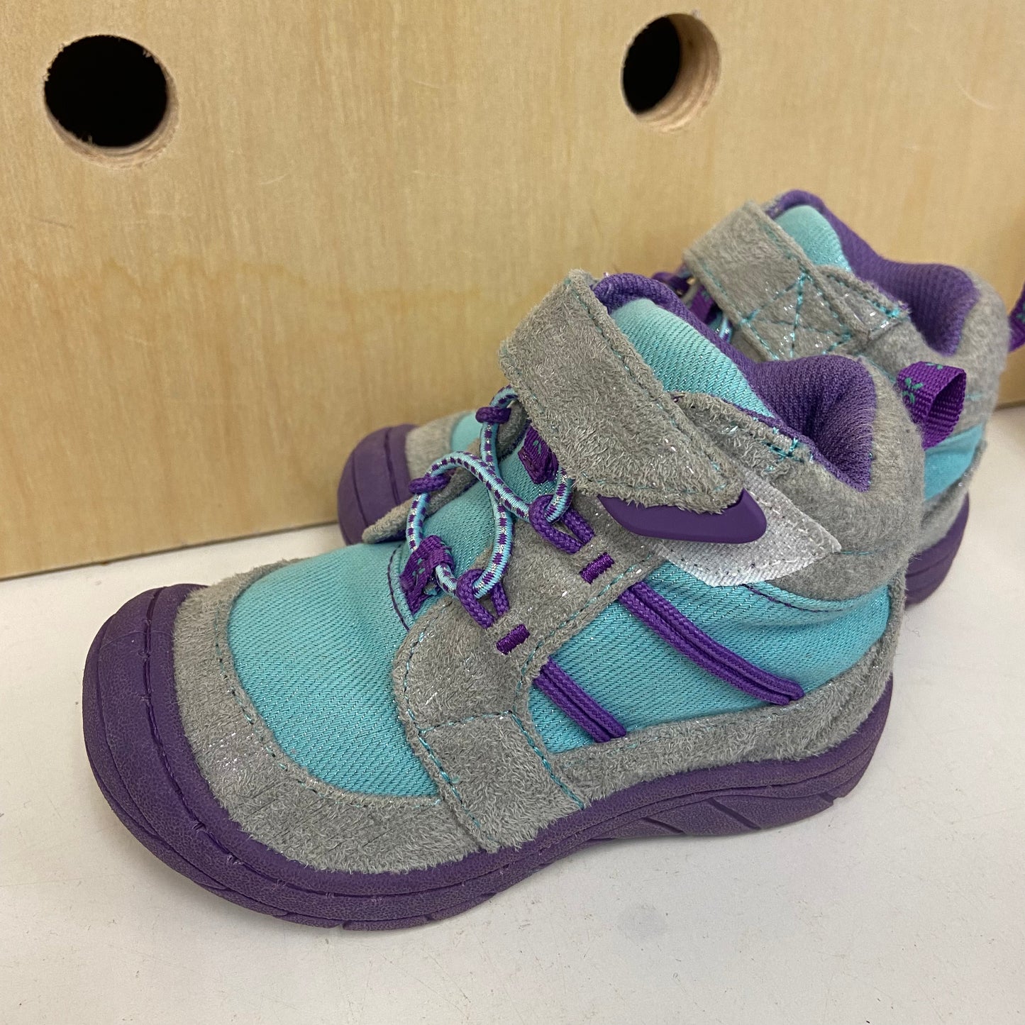 Grey + Purple Velcro Hi Tops