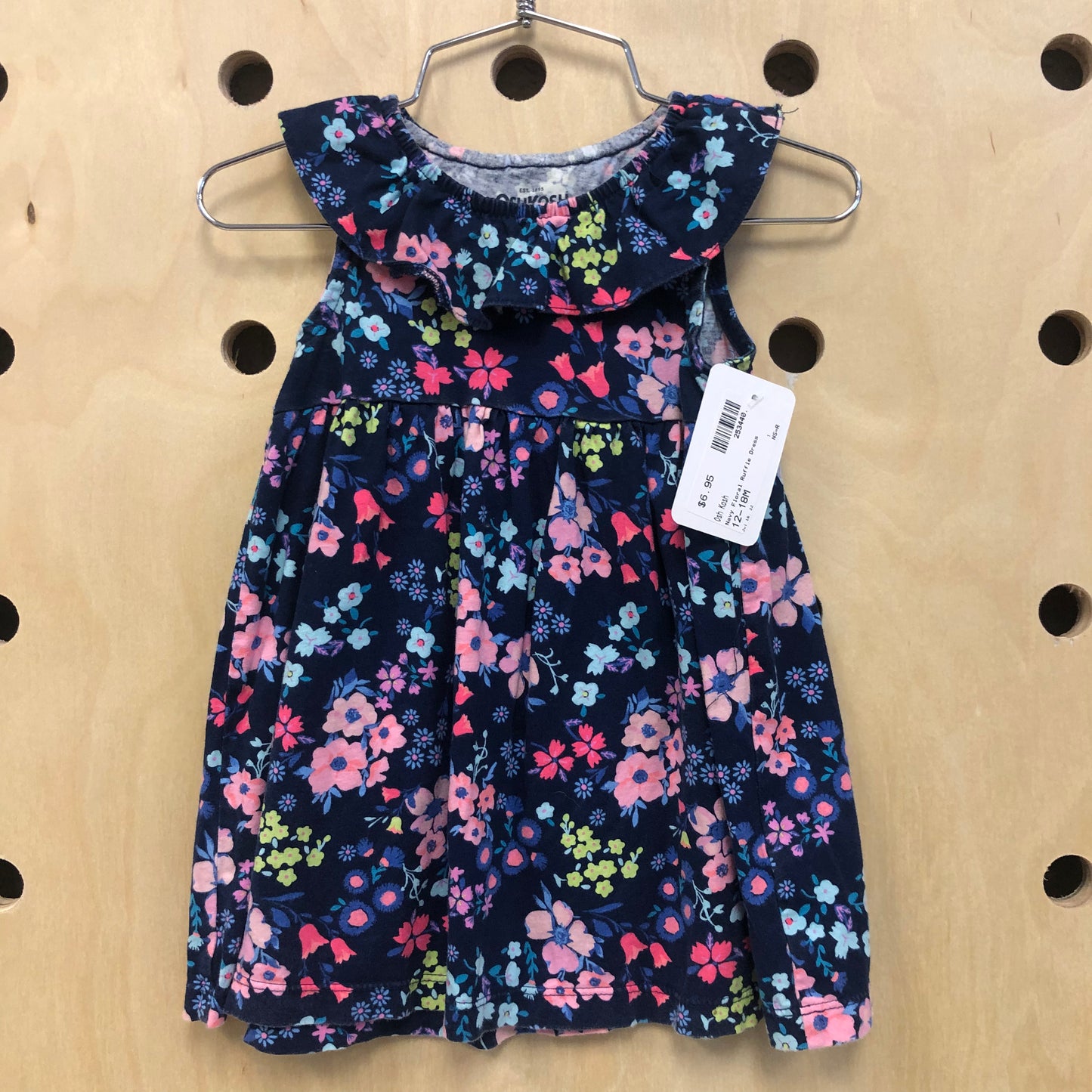 Navy Floral Ruffle Dress
