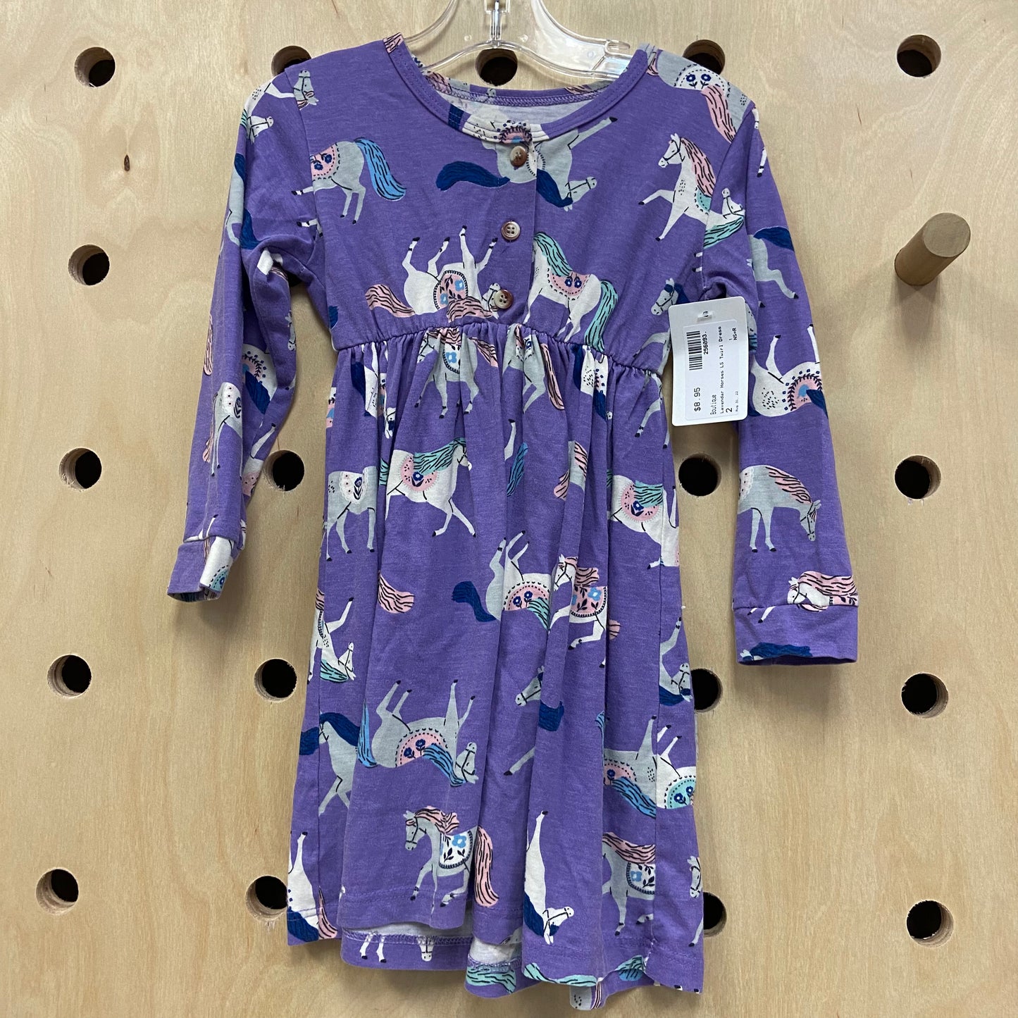 Lavendar Horses LS Twirl Dress