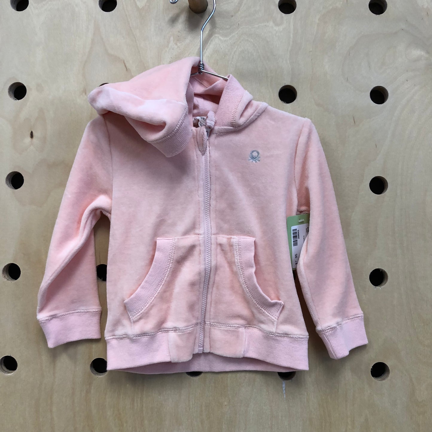 Peach Velour Zip Hoodie