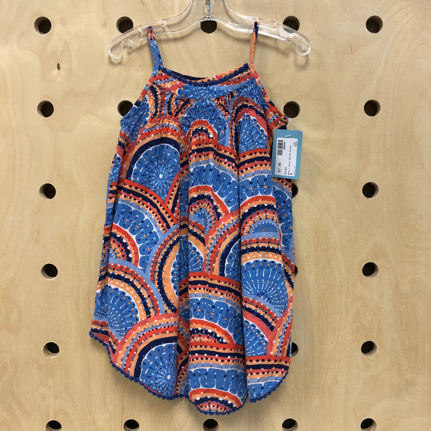 Blue + Coral Bursts Dress