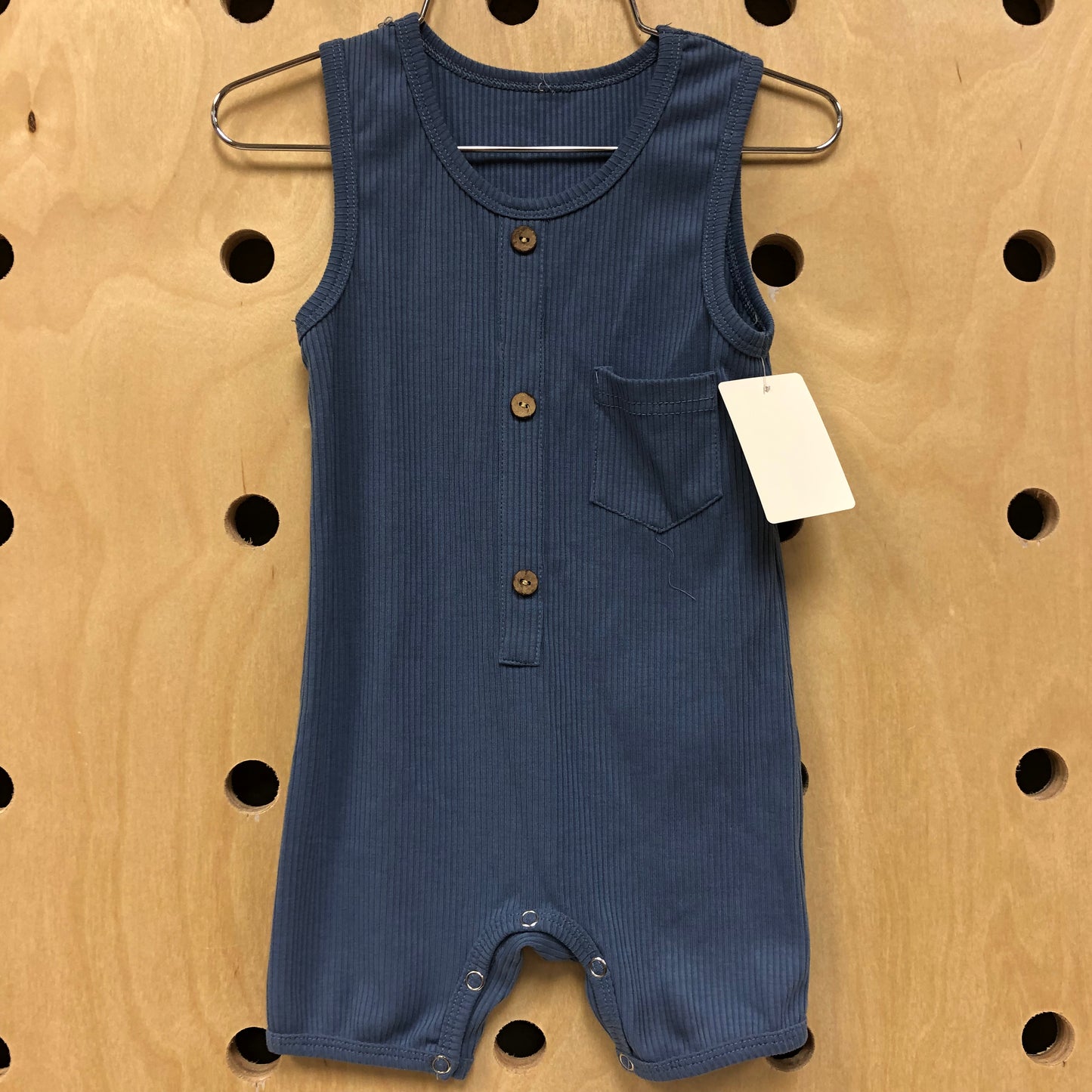 Blue Ribbed Romper