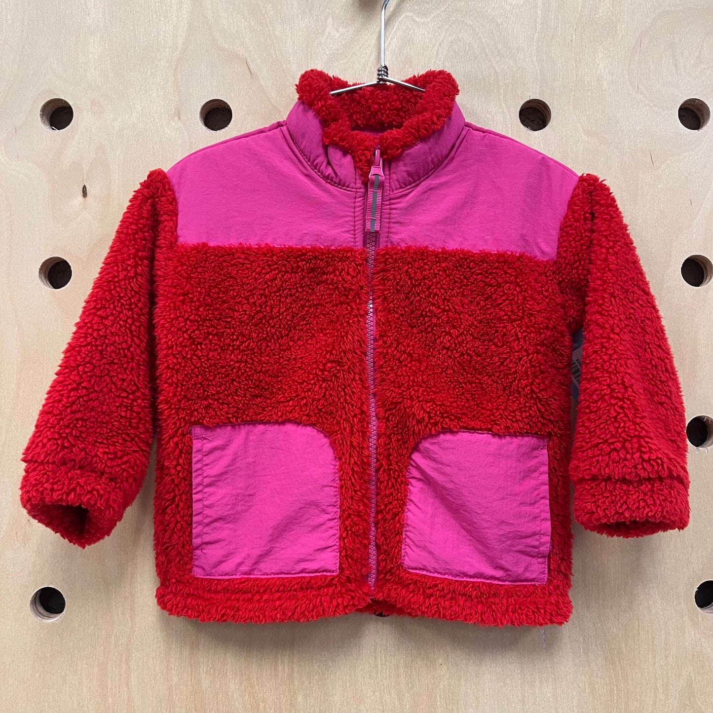 Red + Pink Fuzzy Jacket