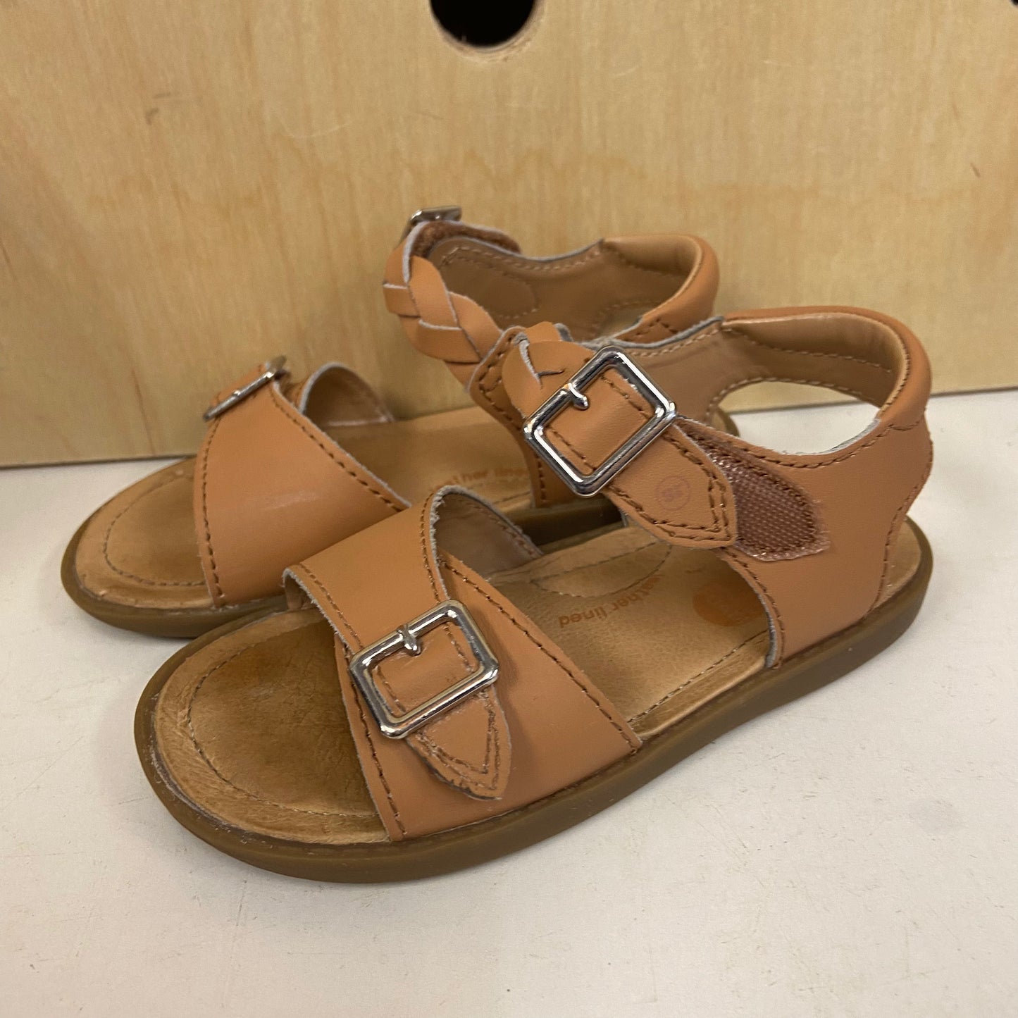 Brown Velcro Braided Sandals