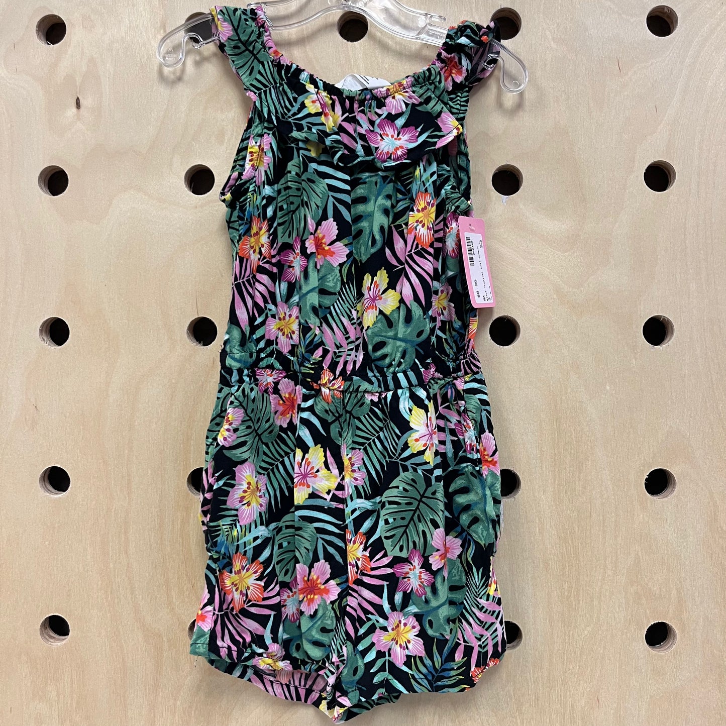 Black Tropical Leaf Romper