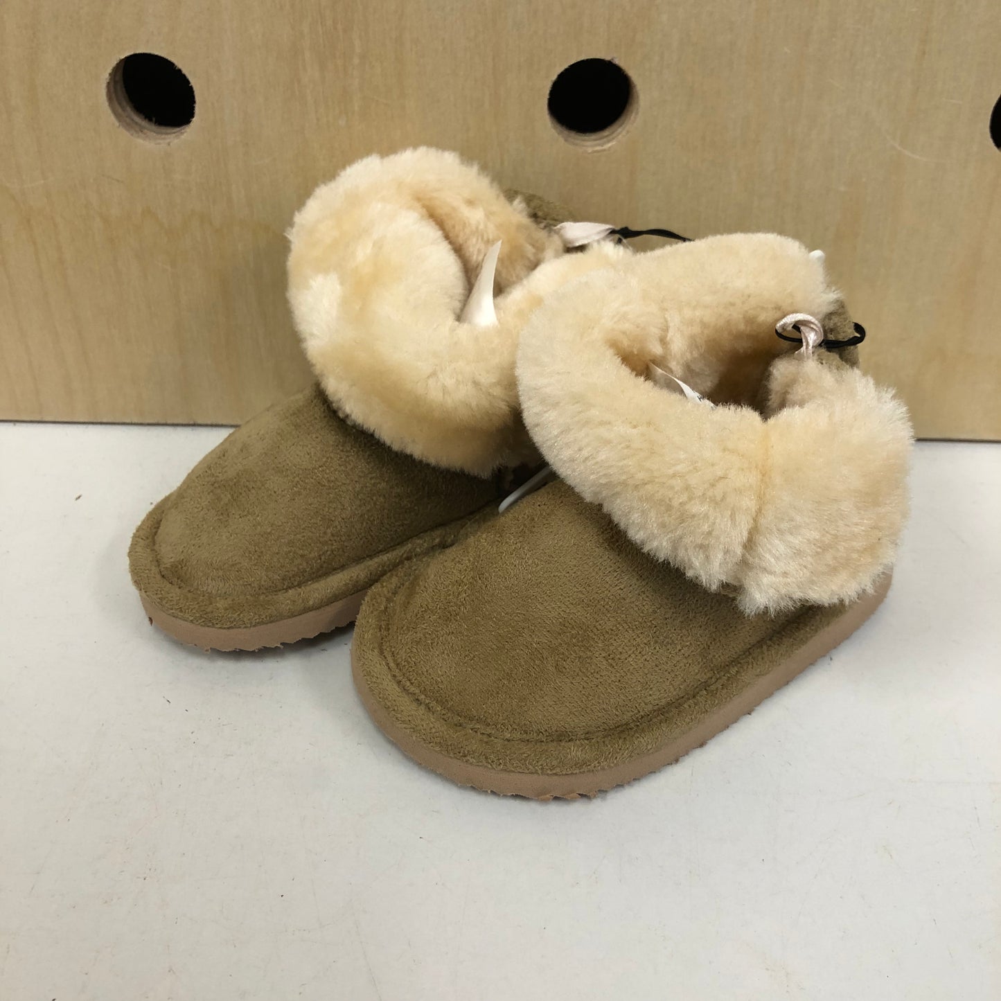 Tan Faux Fur Slipper Boots NEW