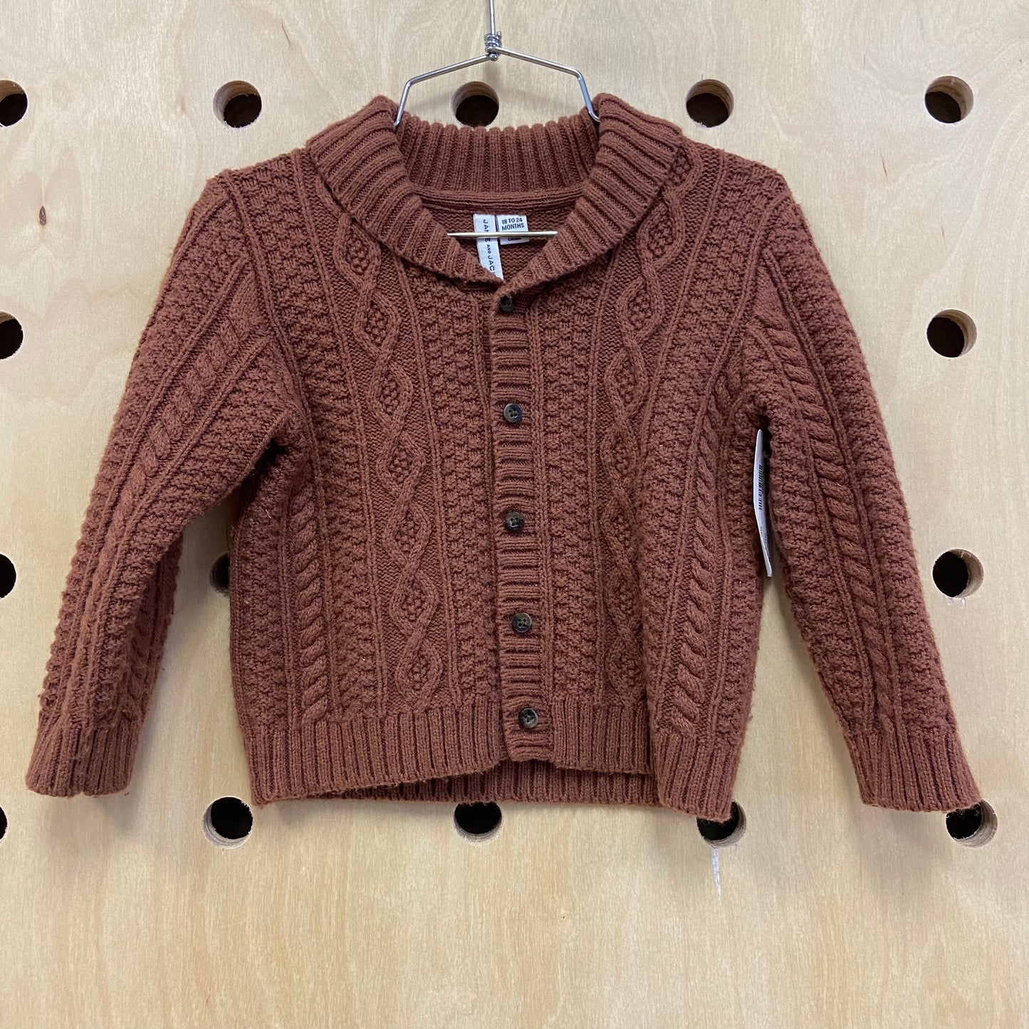 Brown Cable Knit Cardigan