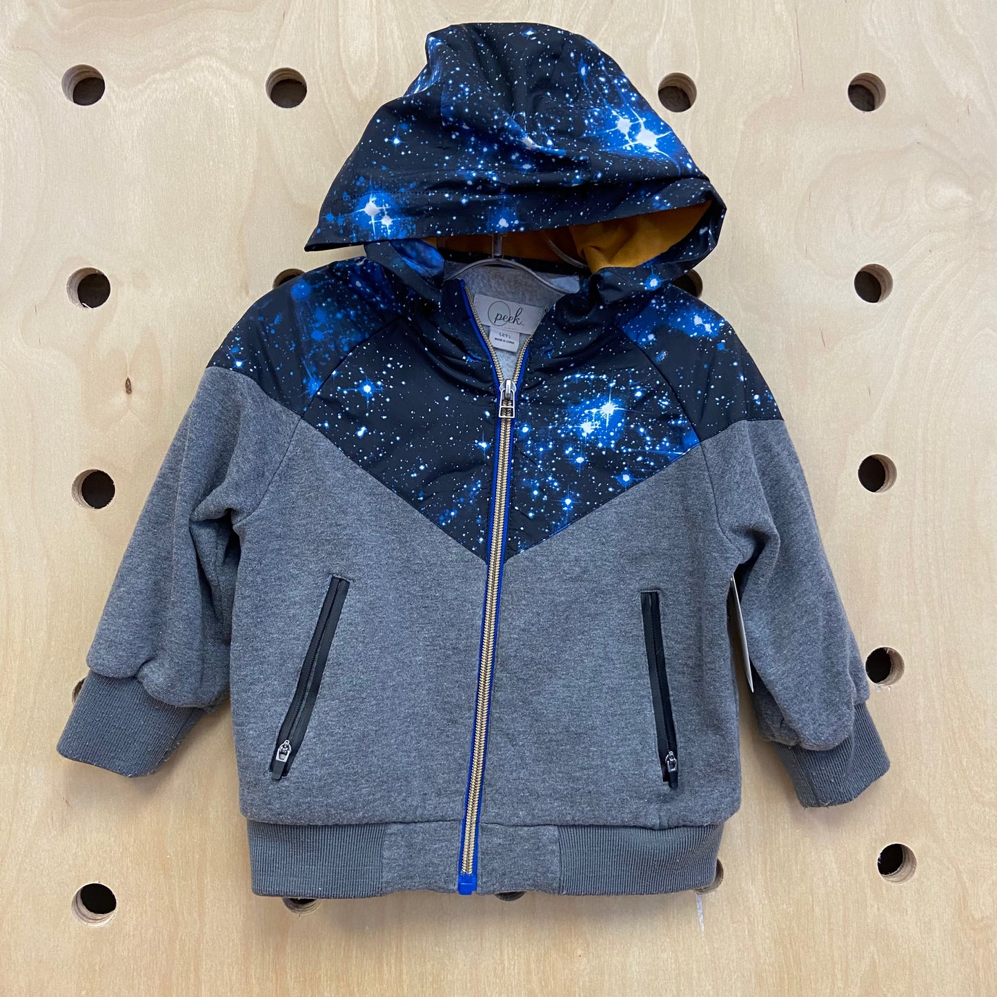Grey Galaxy Lined Zip Hoodie