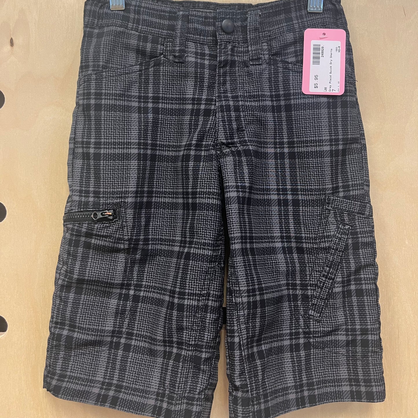 Grey Plaid Quick Dry Shorts