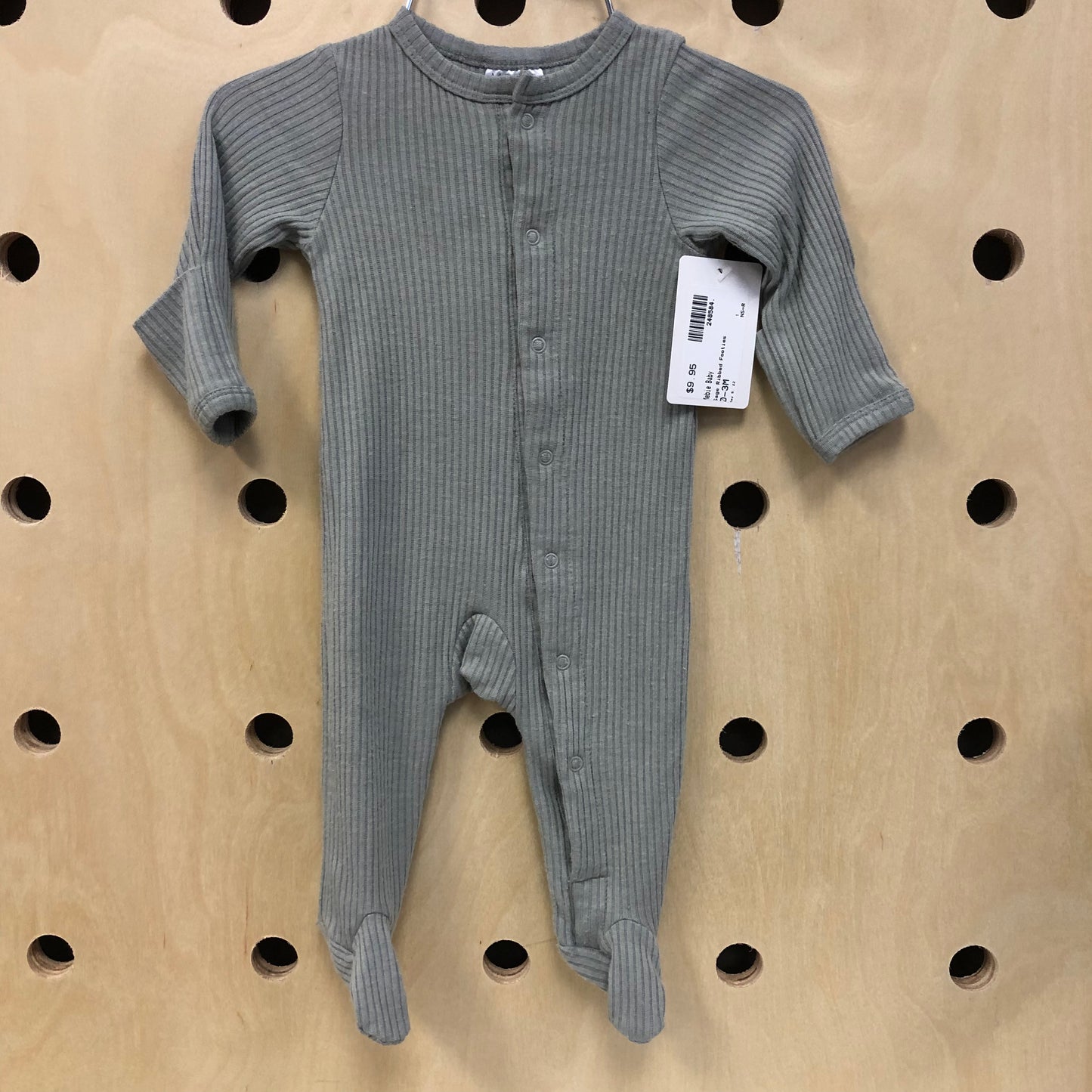 Sage Ribbed Footies