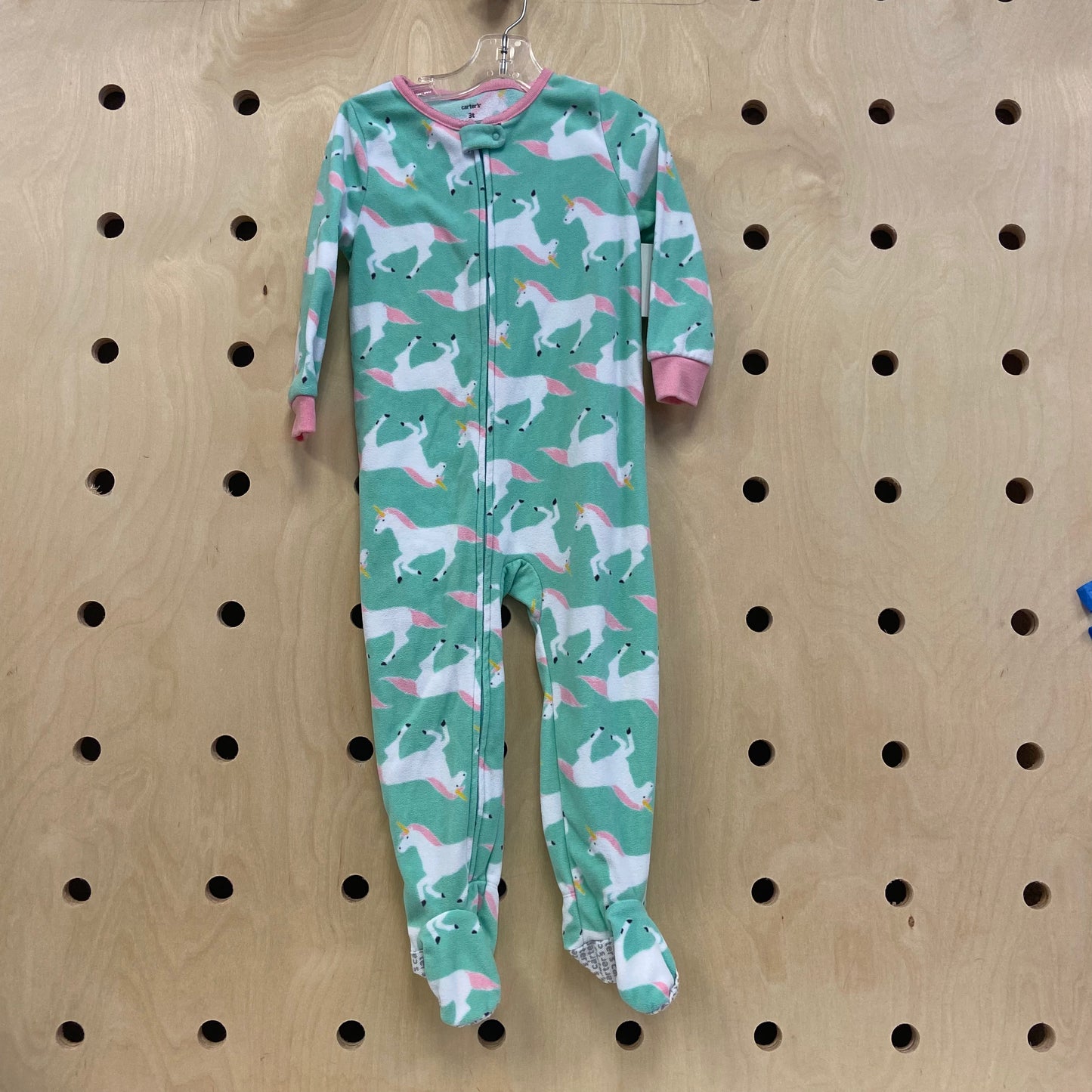 Mint Fleece Unicorn Footie PJs