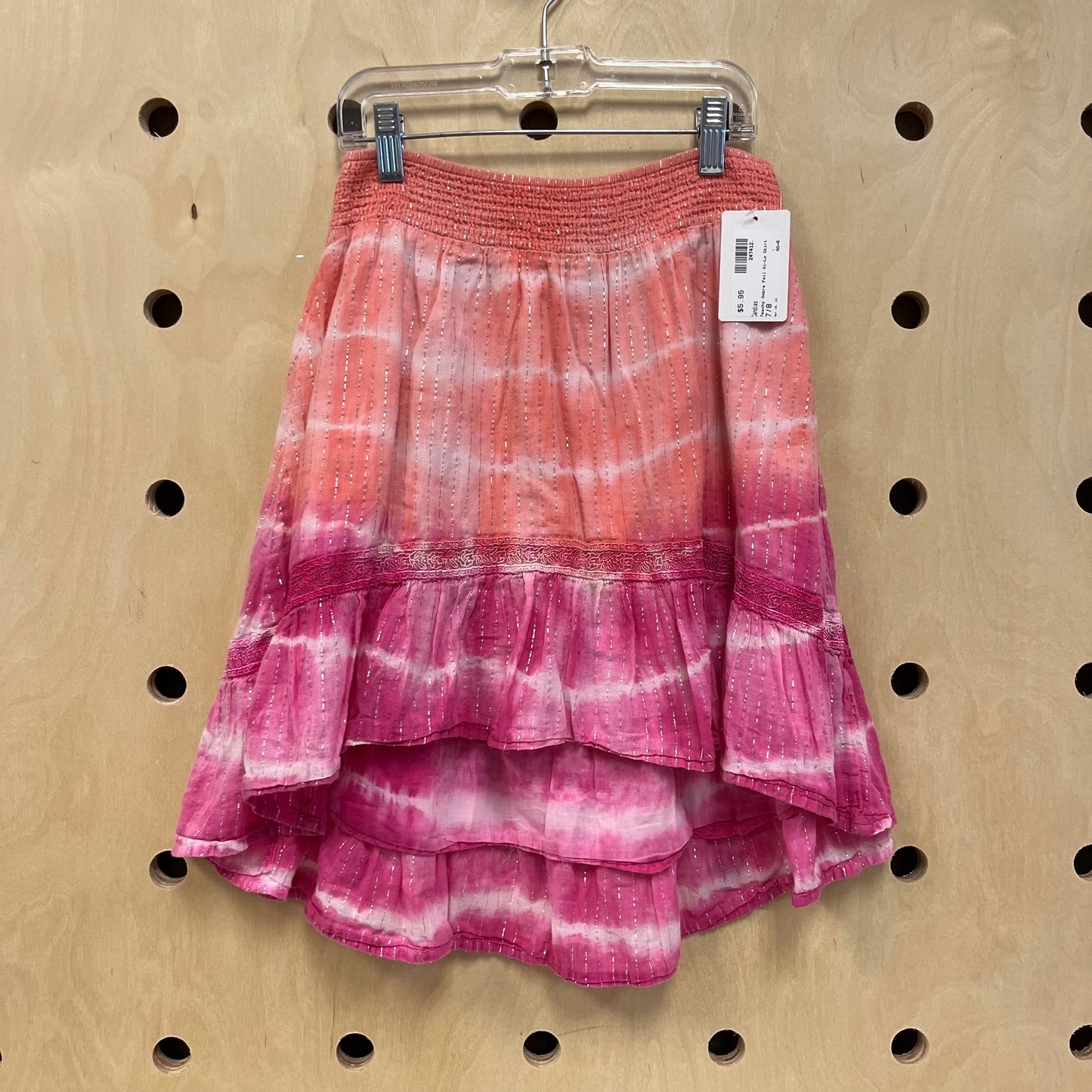Peachy Ombre Foil Hi-Lo Skirt