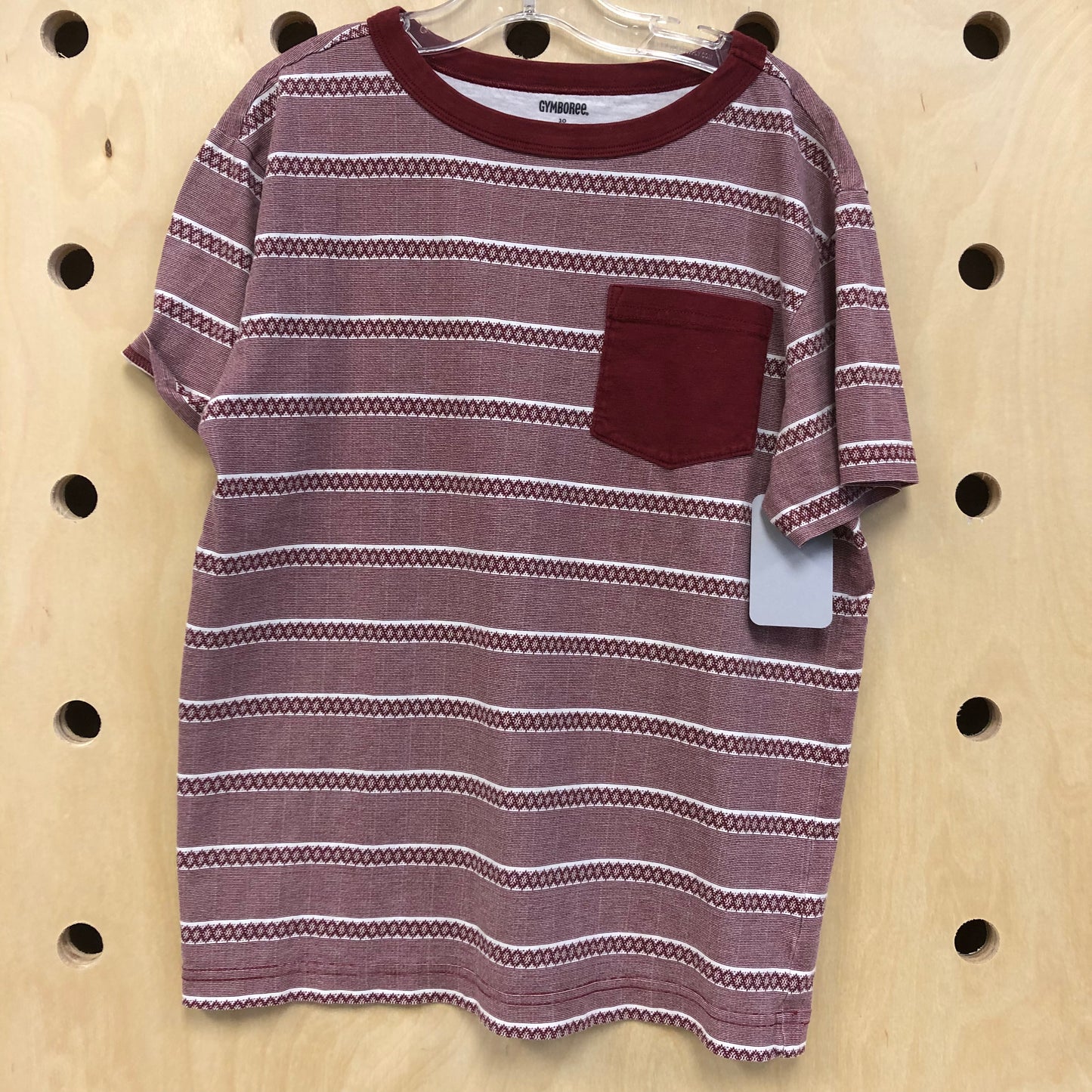 Burgundy + White Pocket Tee