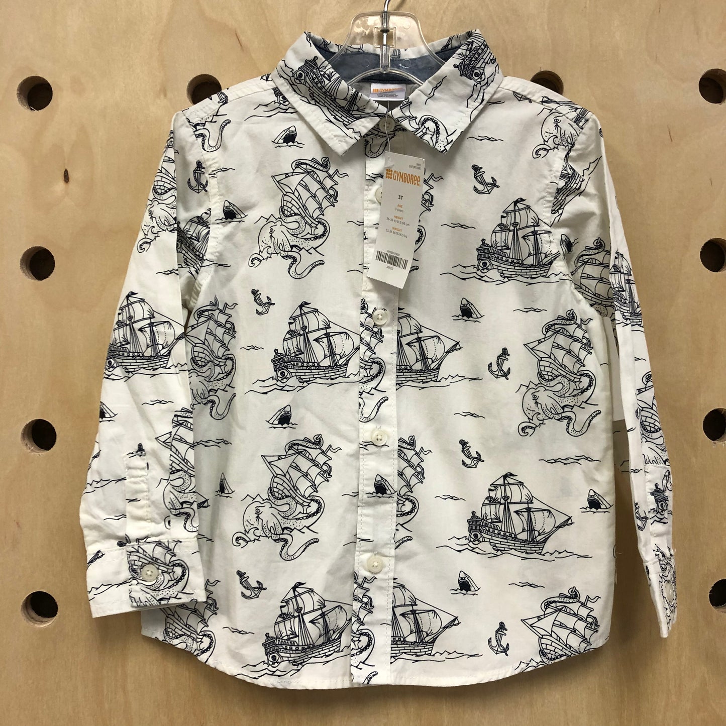 Shark White Button Up NEW